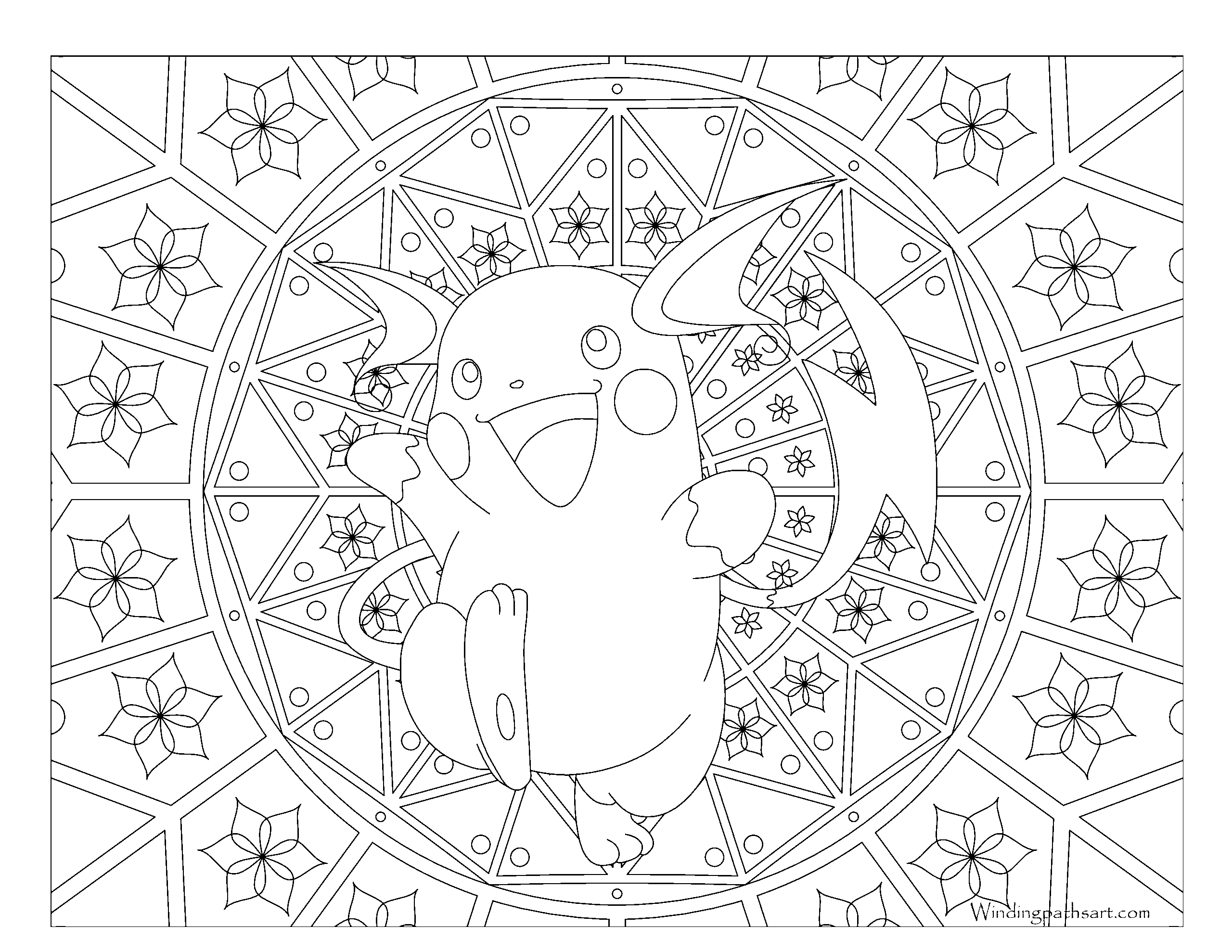 026 Raichu Pokemon Coloring Page Windingpathsart