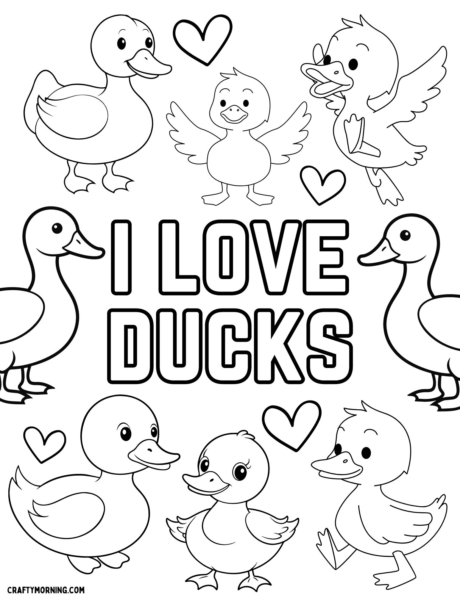 coloring page of a duck