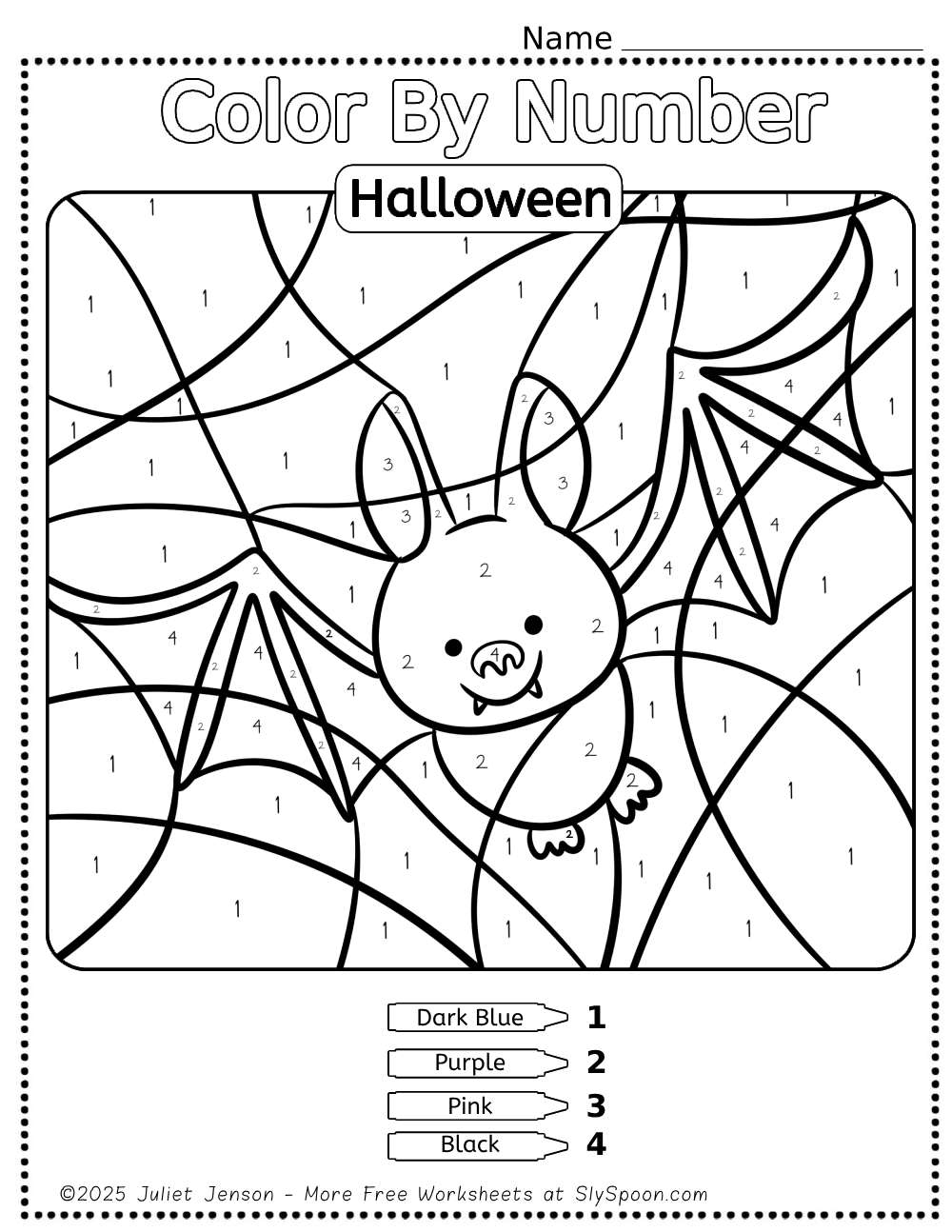 10 Free Printable Halloween Themed Color By Number Worksheets For Easy Halloween Activities Sly Spoon