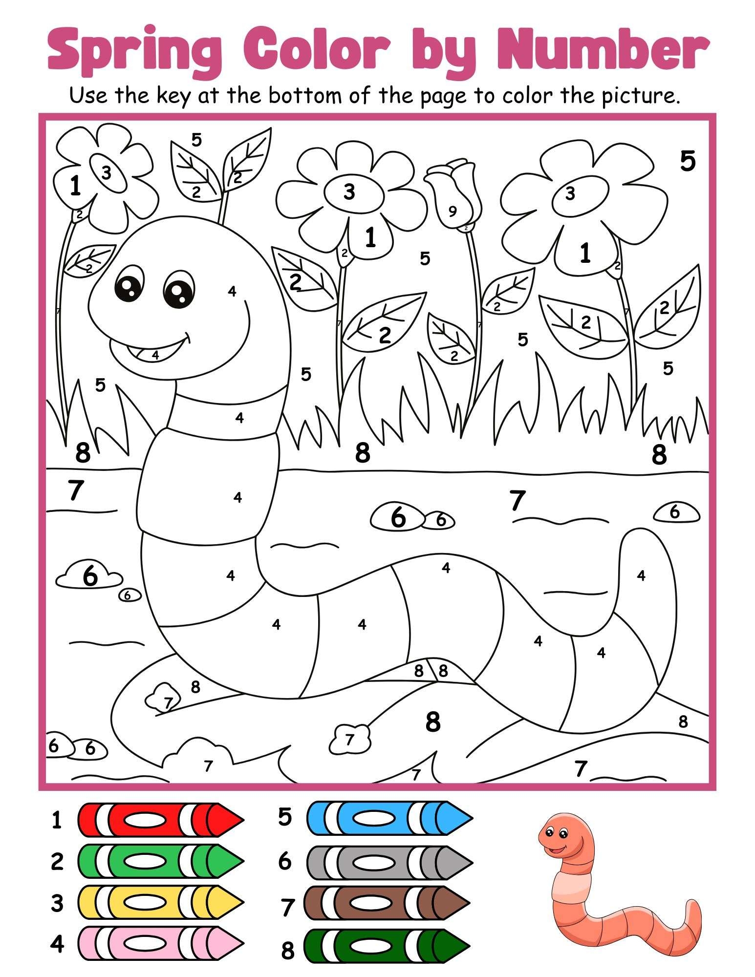 free color by number printables for kids