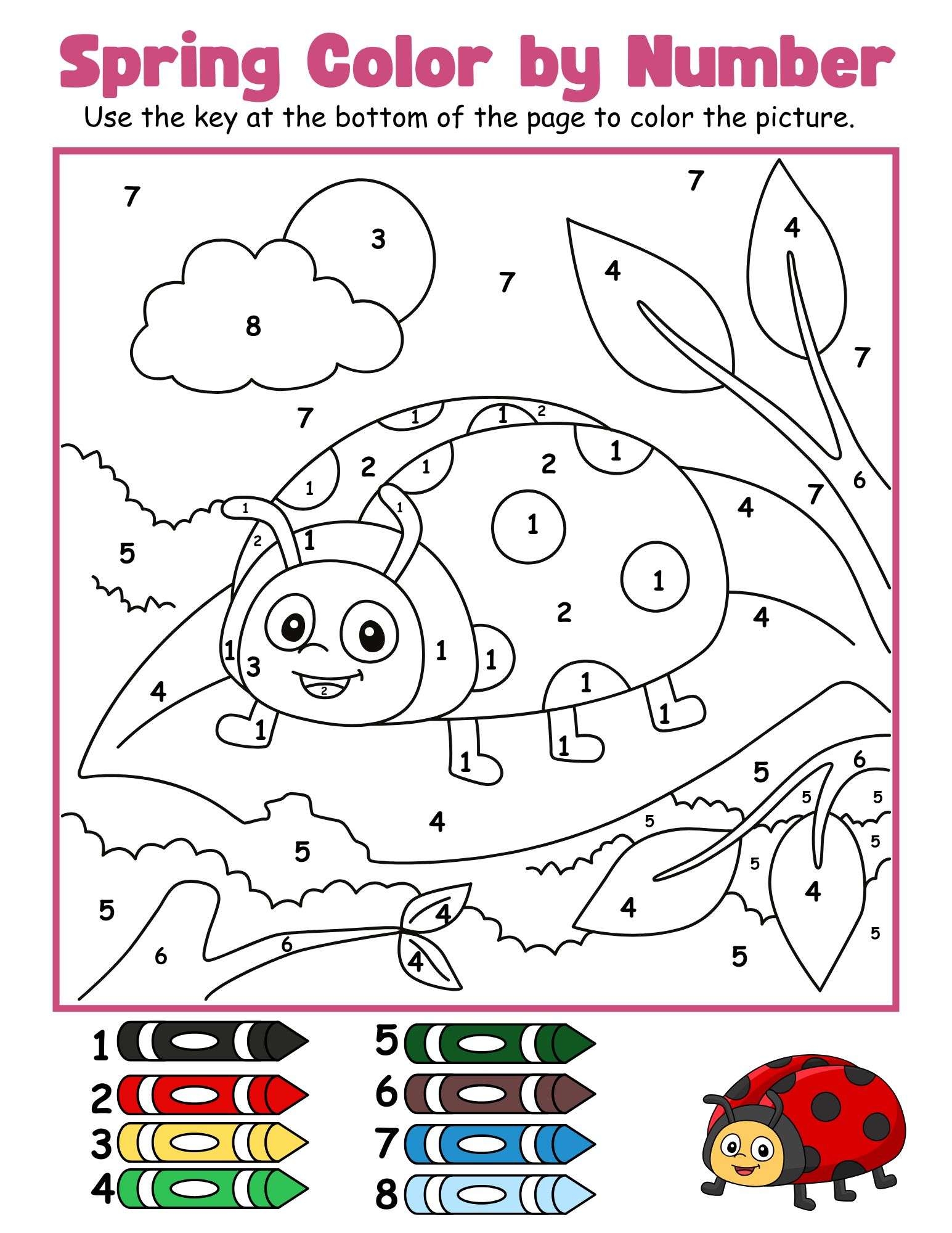 10 Free Spring Color By Number Printable Pages