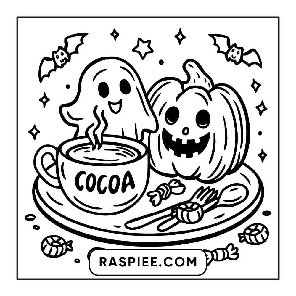 100 Bold And Easy Cute Halloween Coloring Pages Printable PDF Instant RASPIEE