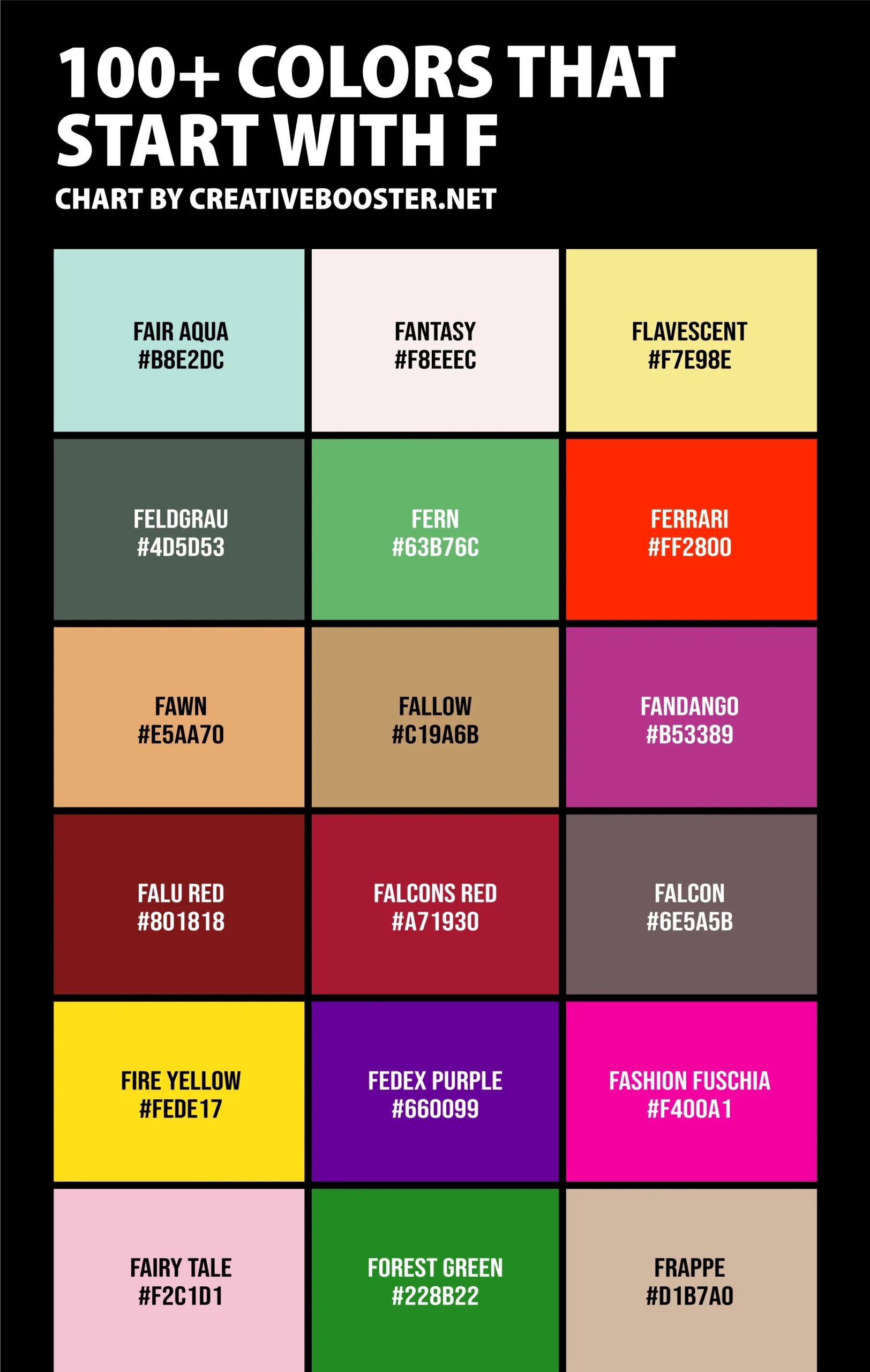 100 Colors That Start With F Names And Color Codes CreativeBooster