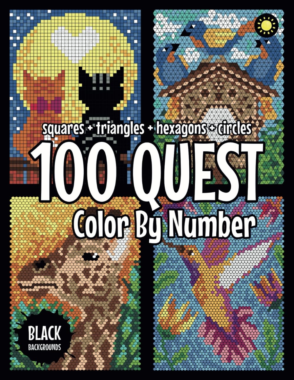 100 QUEST Color By Number Squares Triangles Hexagons Circles BLACK EBay