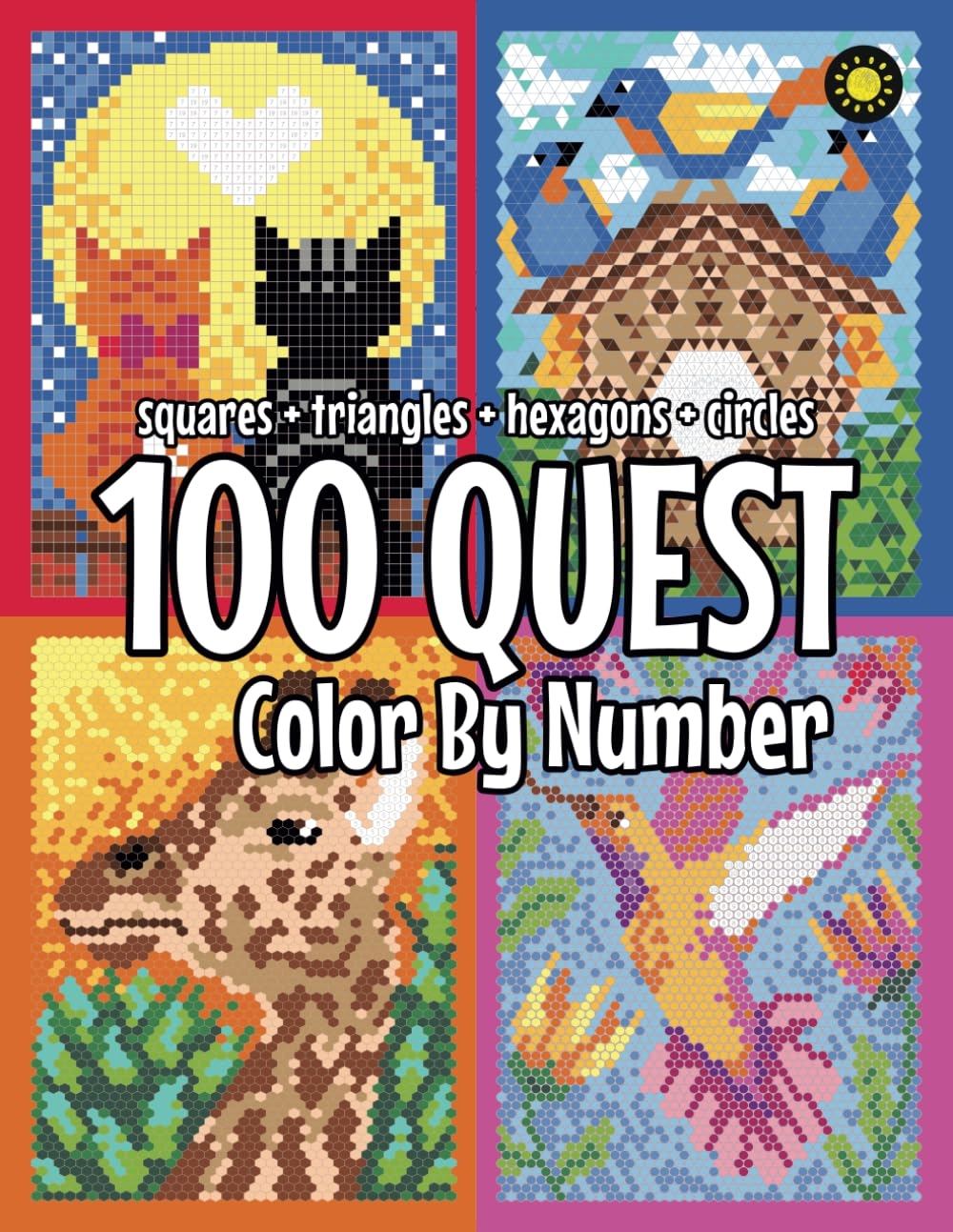 100 QUEST Color By Number Squares Triangles Hexagons Circles Color EBay