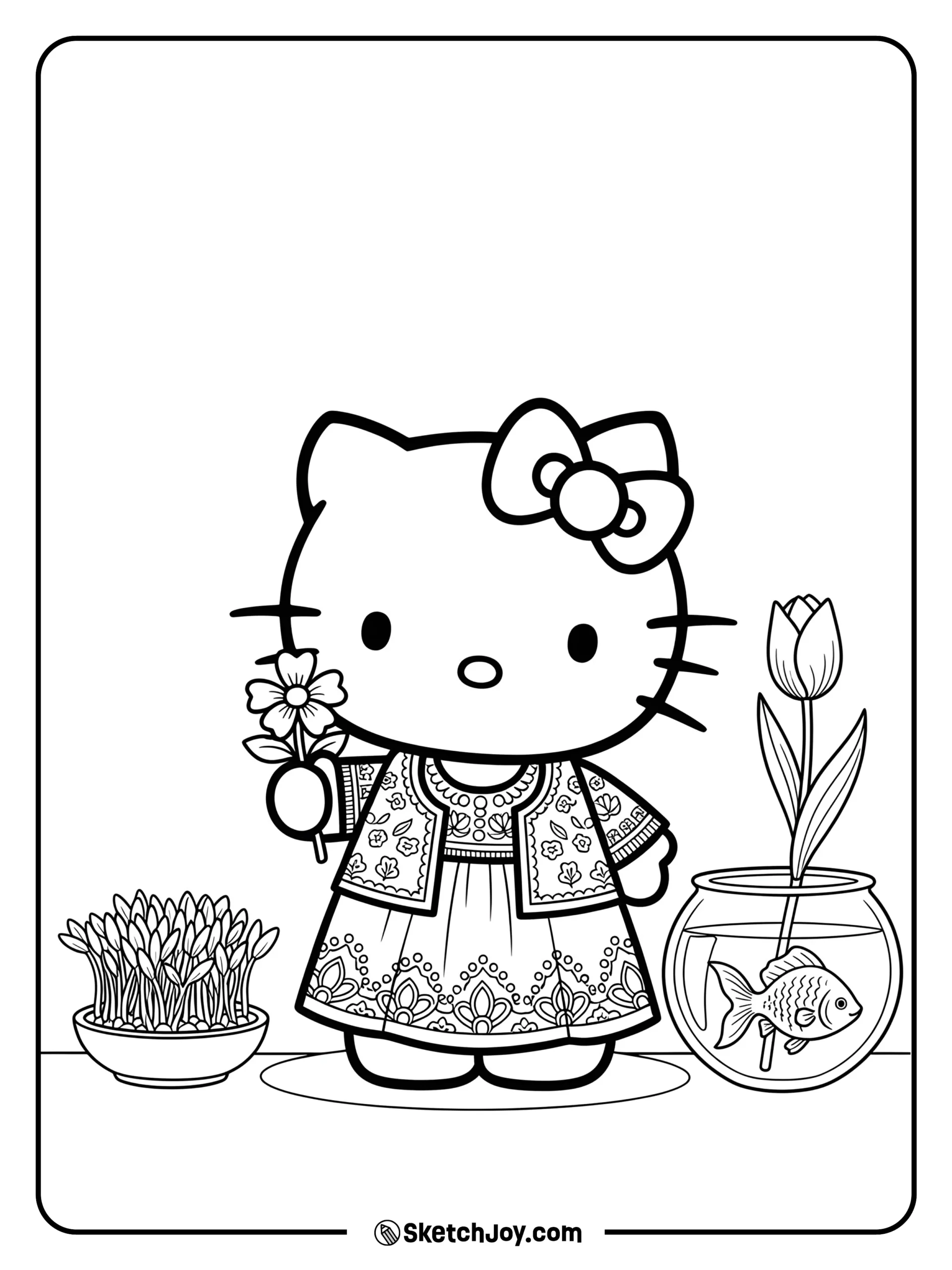 princess hello kitty coloring pages