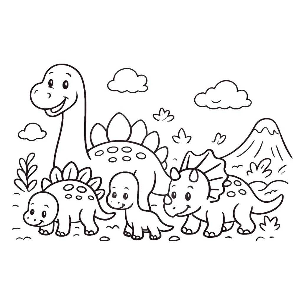 coloring pages of cute dinosaurs