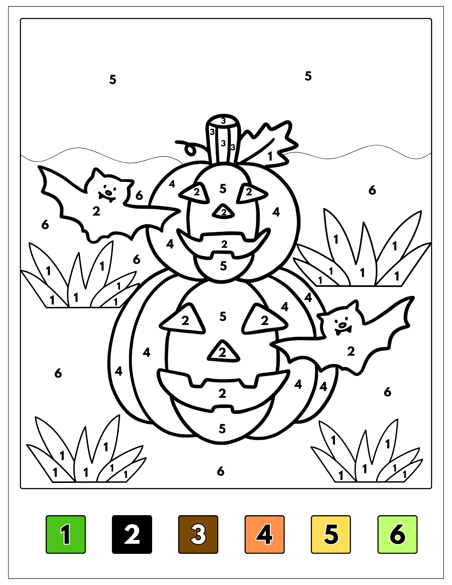 halloween color by number pages
