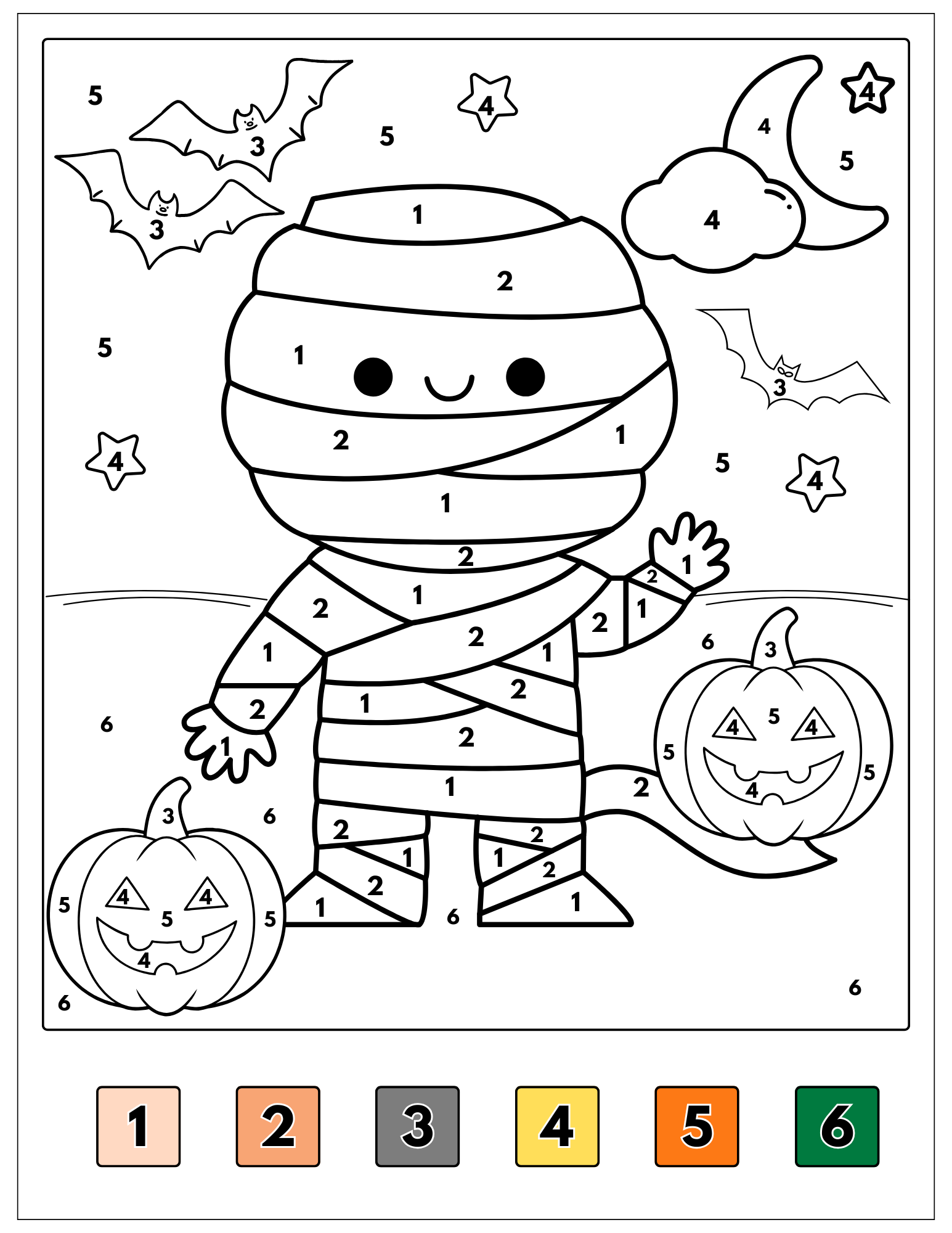 color by number halloween coloring pages