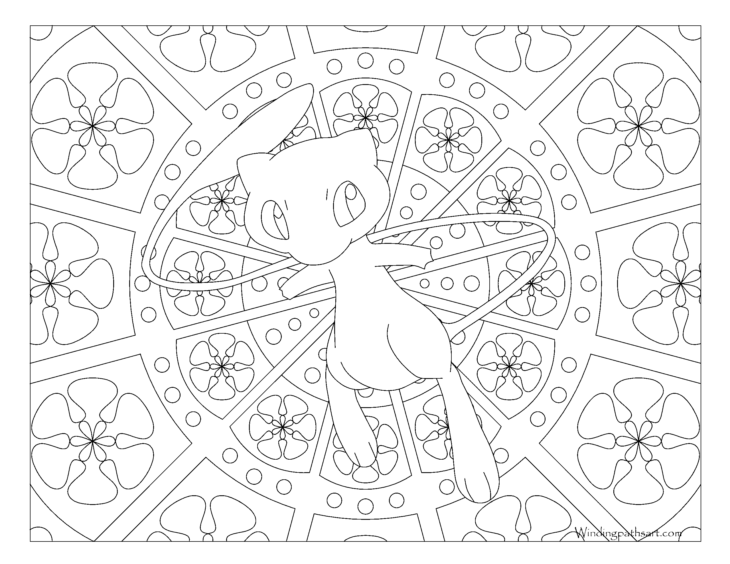 151 Mew Pokemon Coloring Page Windingpathsart