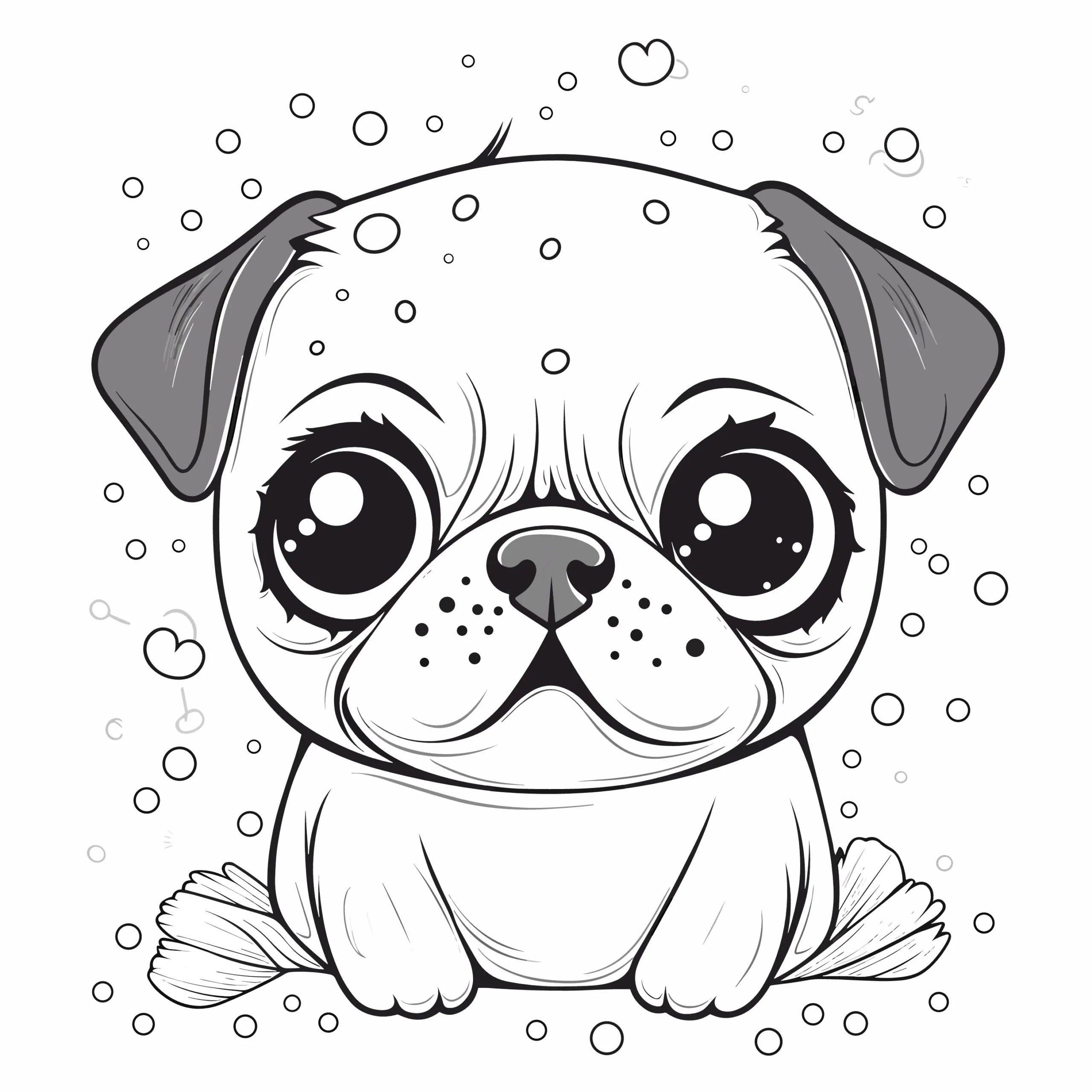 17 Kawaii Pug Coloring Pages Printable Dog Coloring Sheets For Teens Adults Pug Lovers Stress Relief And Relaxation PDF Etsy Israel
