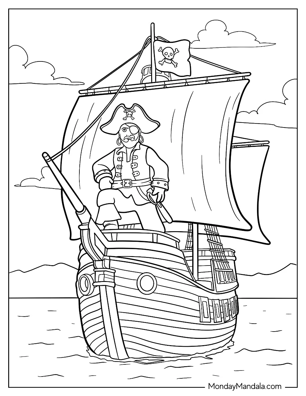 pirate ship coloring page