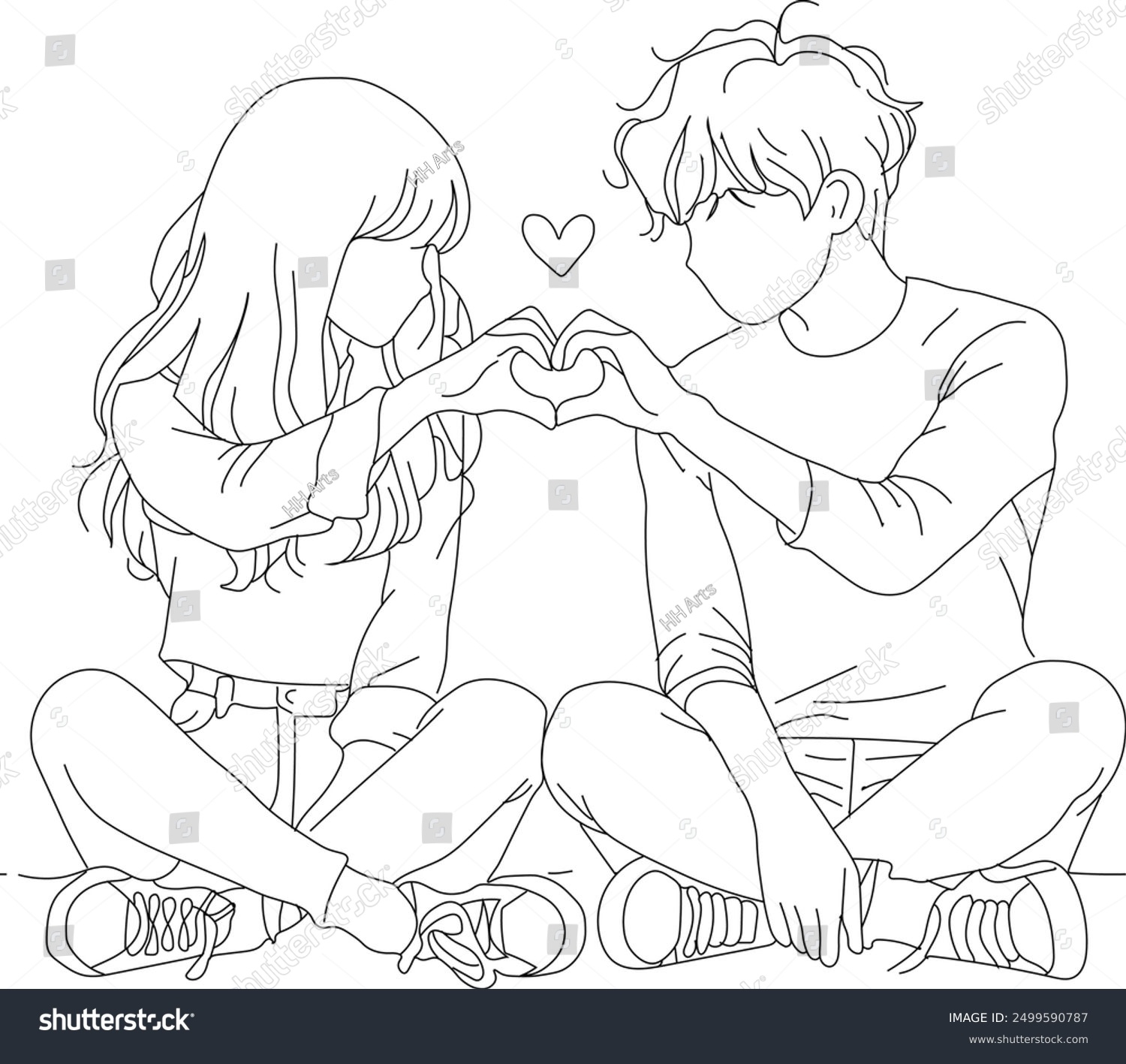 2 291 Anime Couple Coloring Pages Stock Vectors And Vector Art Shutterstock