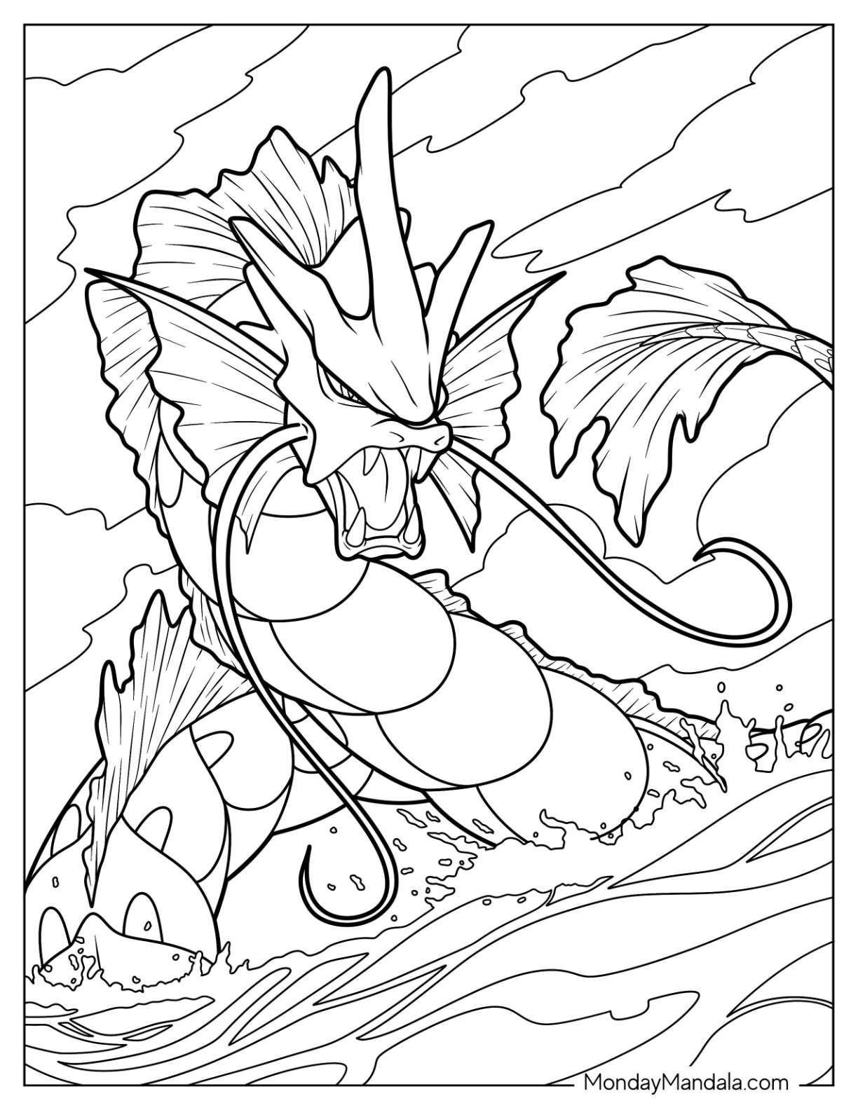 20 Gyarados Coloring Pages Free PDF Printables 