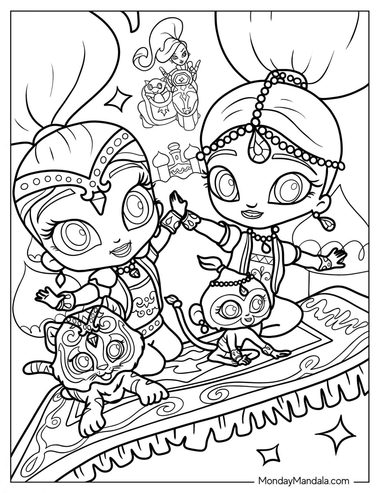shimmer and shine coloring pages
