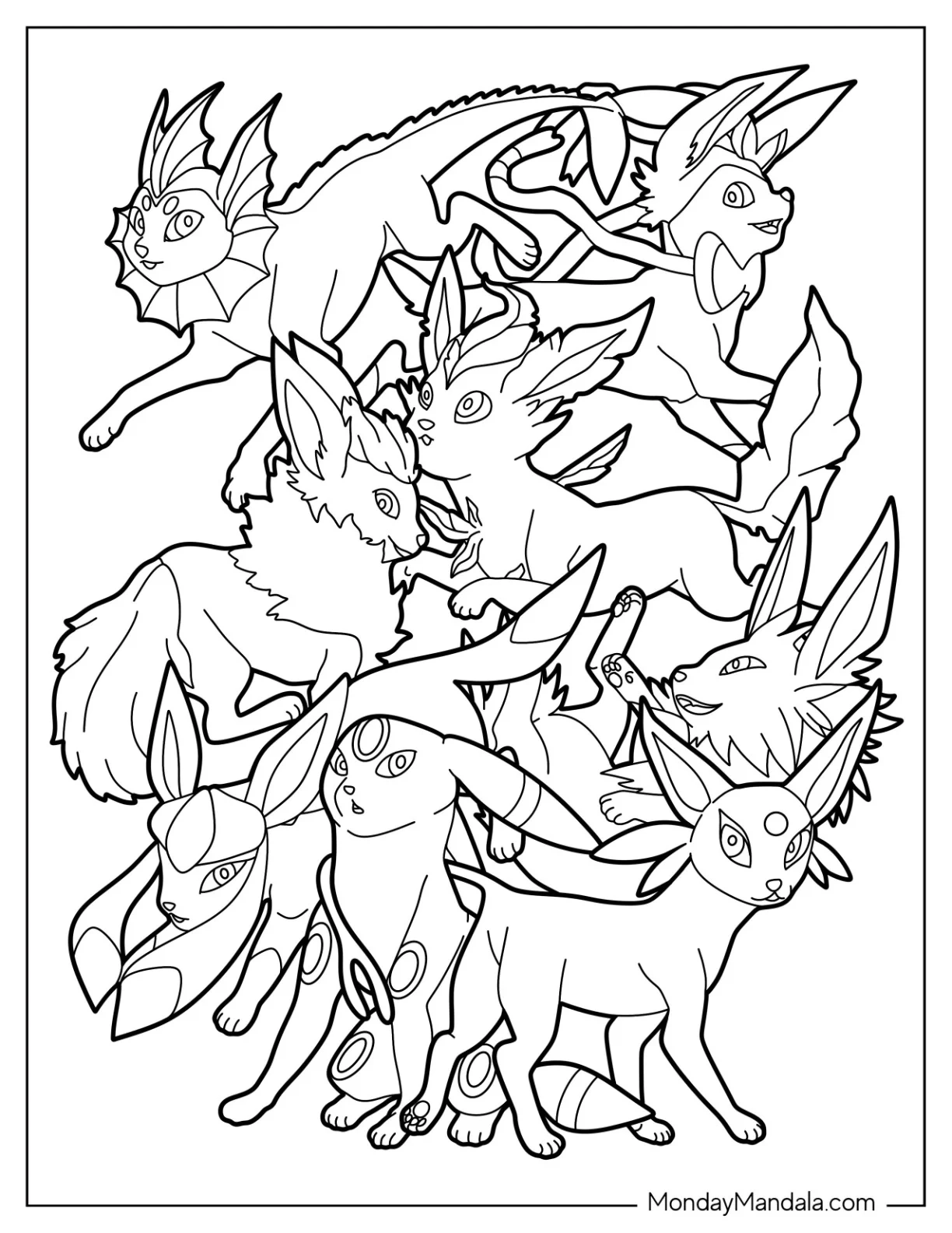 pokemon coloring pages eevee evolutions