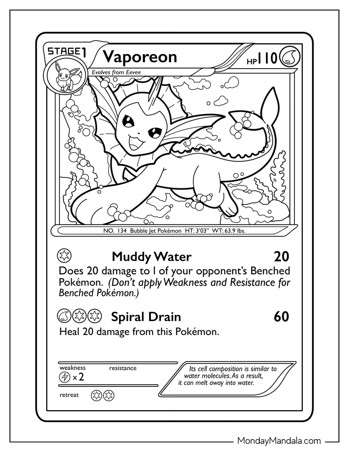20 Vaporeon Coloring Pages Free PDF Printables 