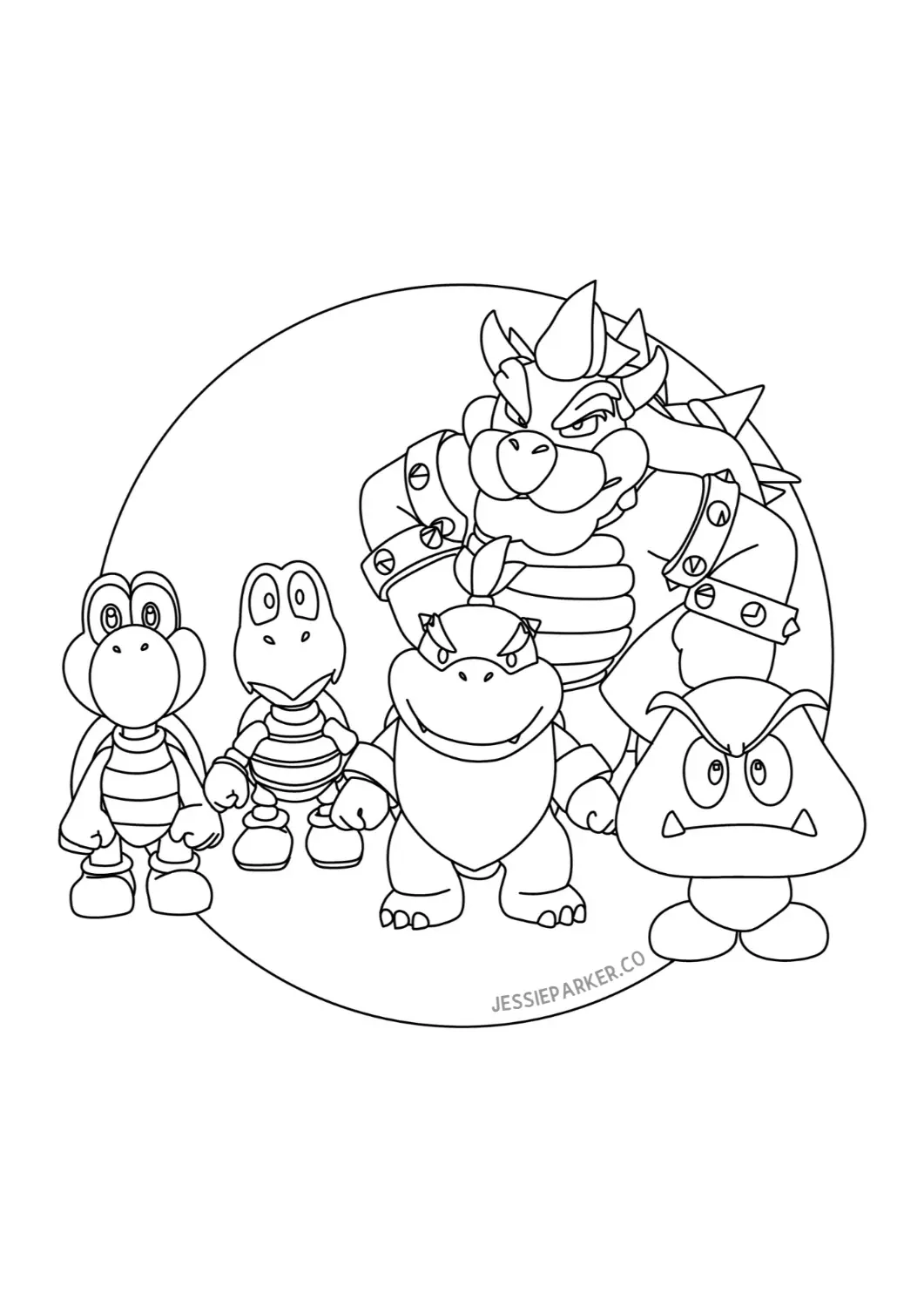 mario characters coloring page