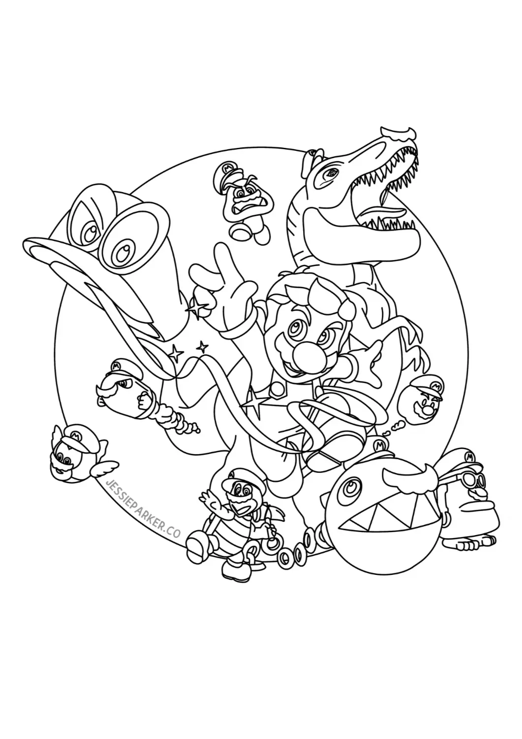 mario characters coloring pages