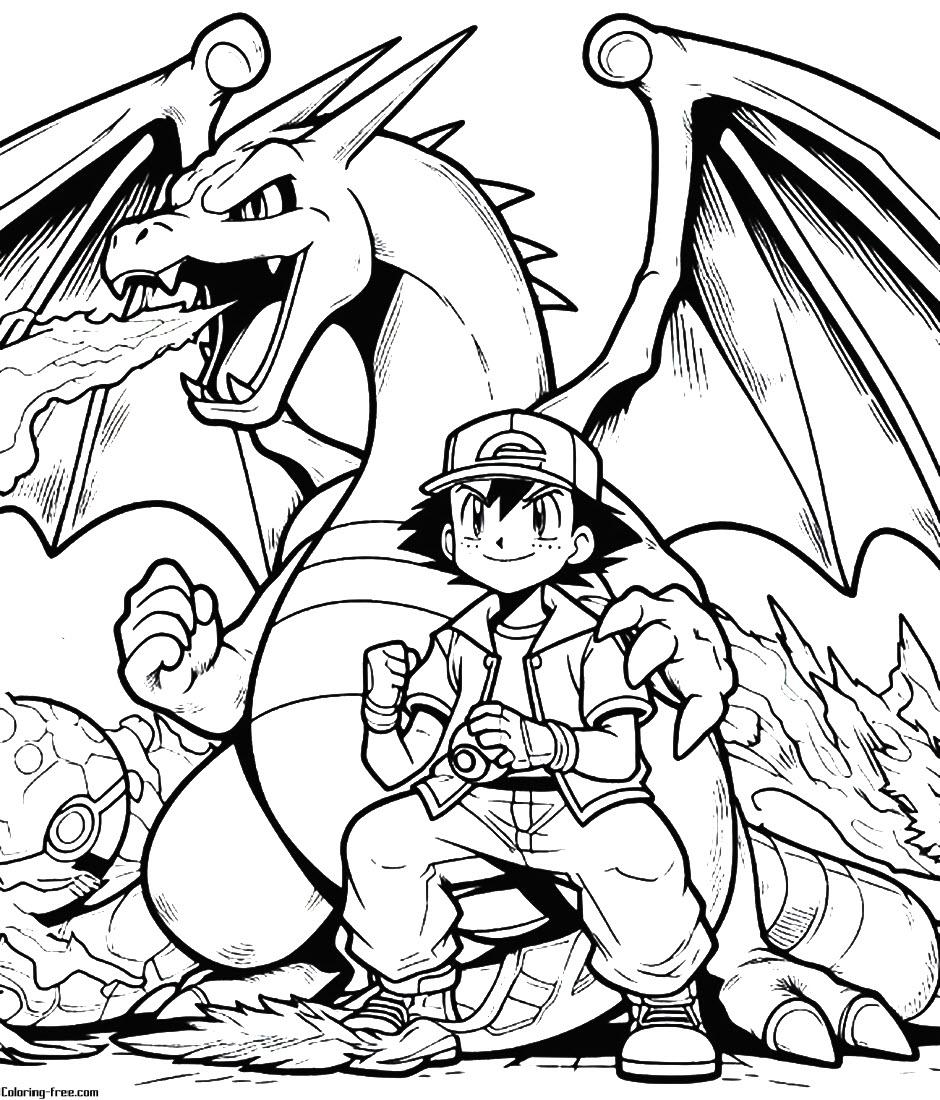 ash pokemon coloring page