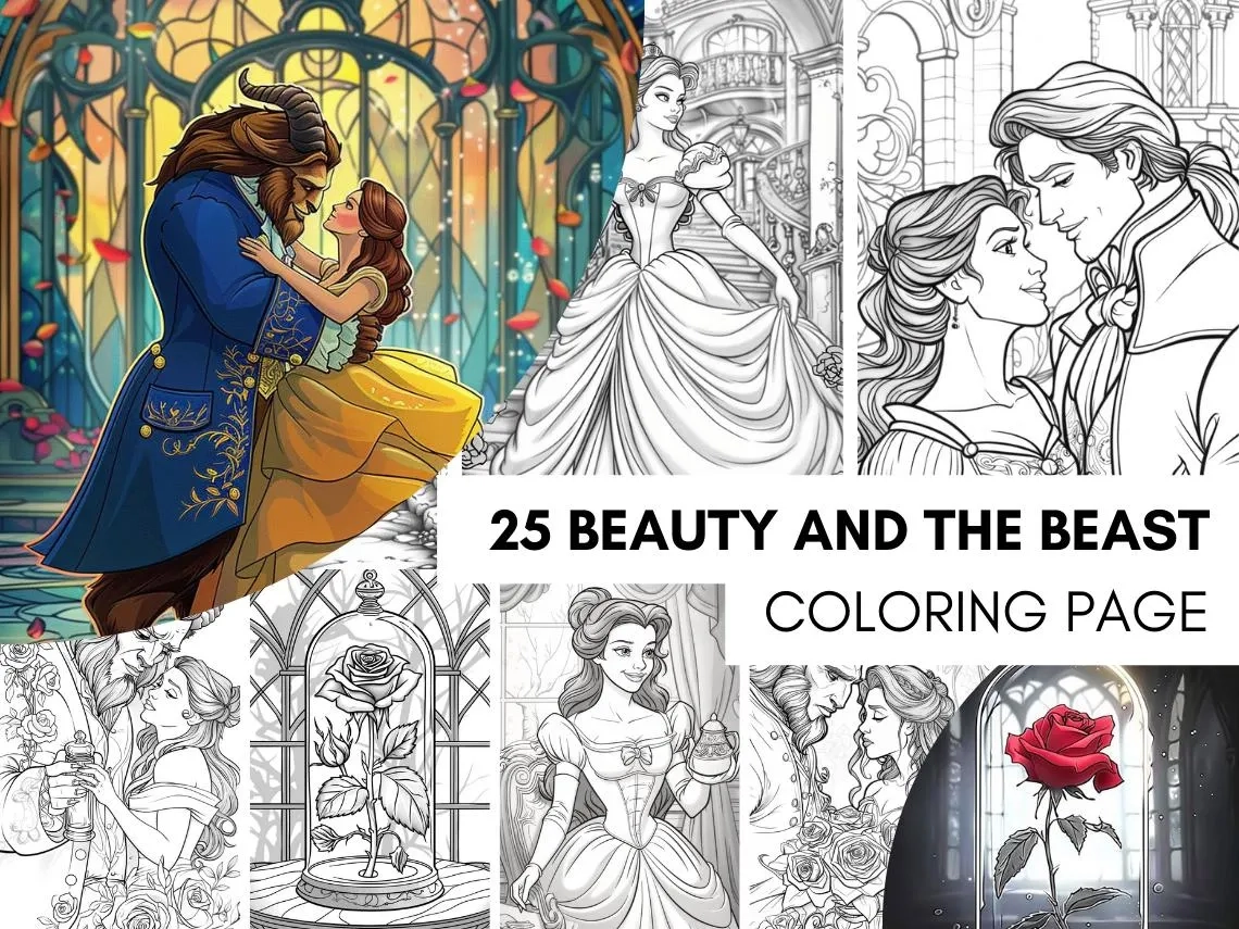 beauty and the beast coloring pages
