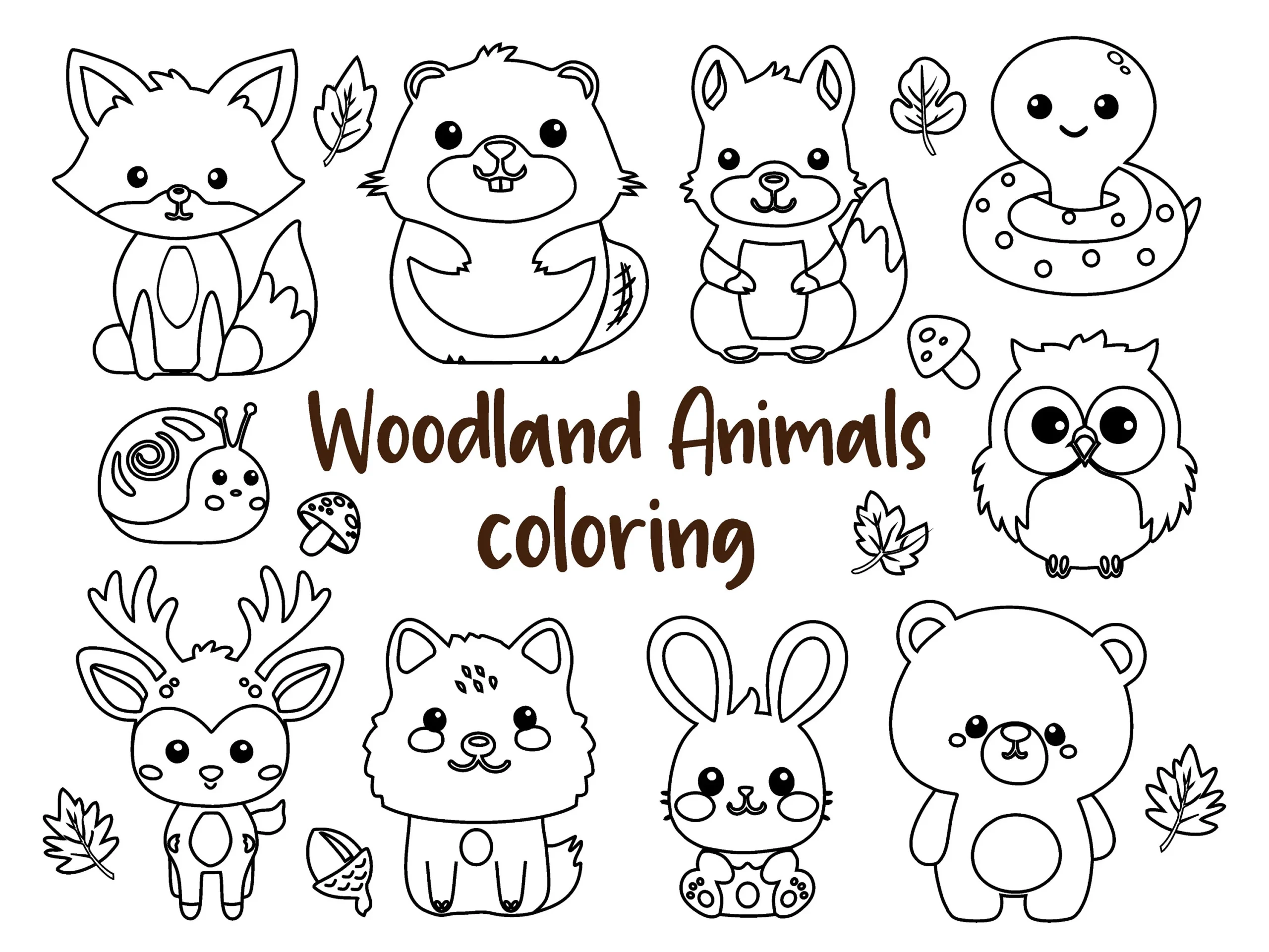 25 Woodland Coloring Pages For Kids Kids Party Games Commercial Use Instant Download Etsy
