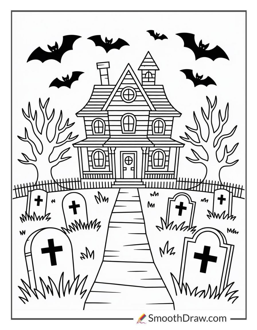 28 Haunted House Coloring Pages