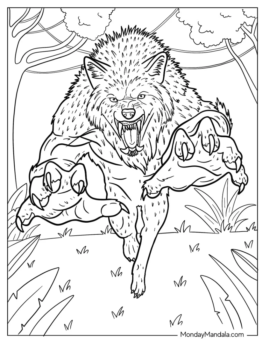 werewolf printable coloring pages