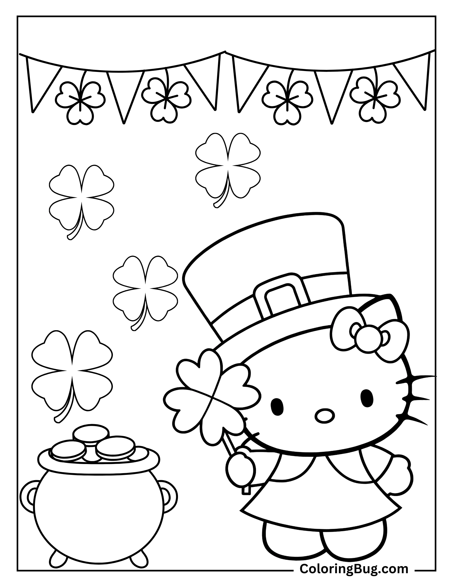 30 Hello Kitty St Patrick s Day Coloring Pages Free Printable PDFs