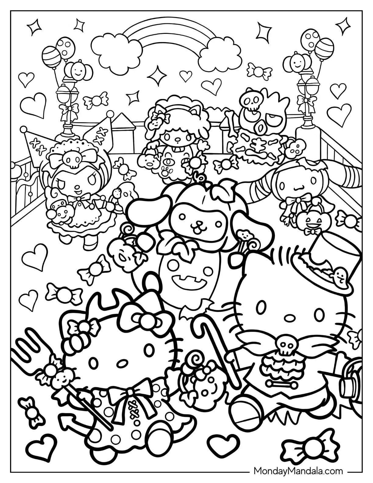 hello kitty coloring pages halloween