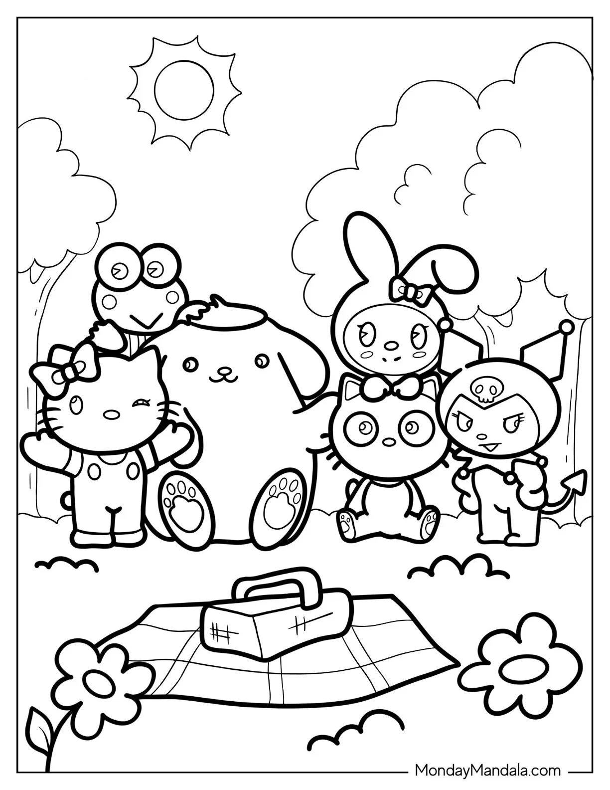 hello kitty and friends coloring pages