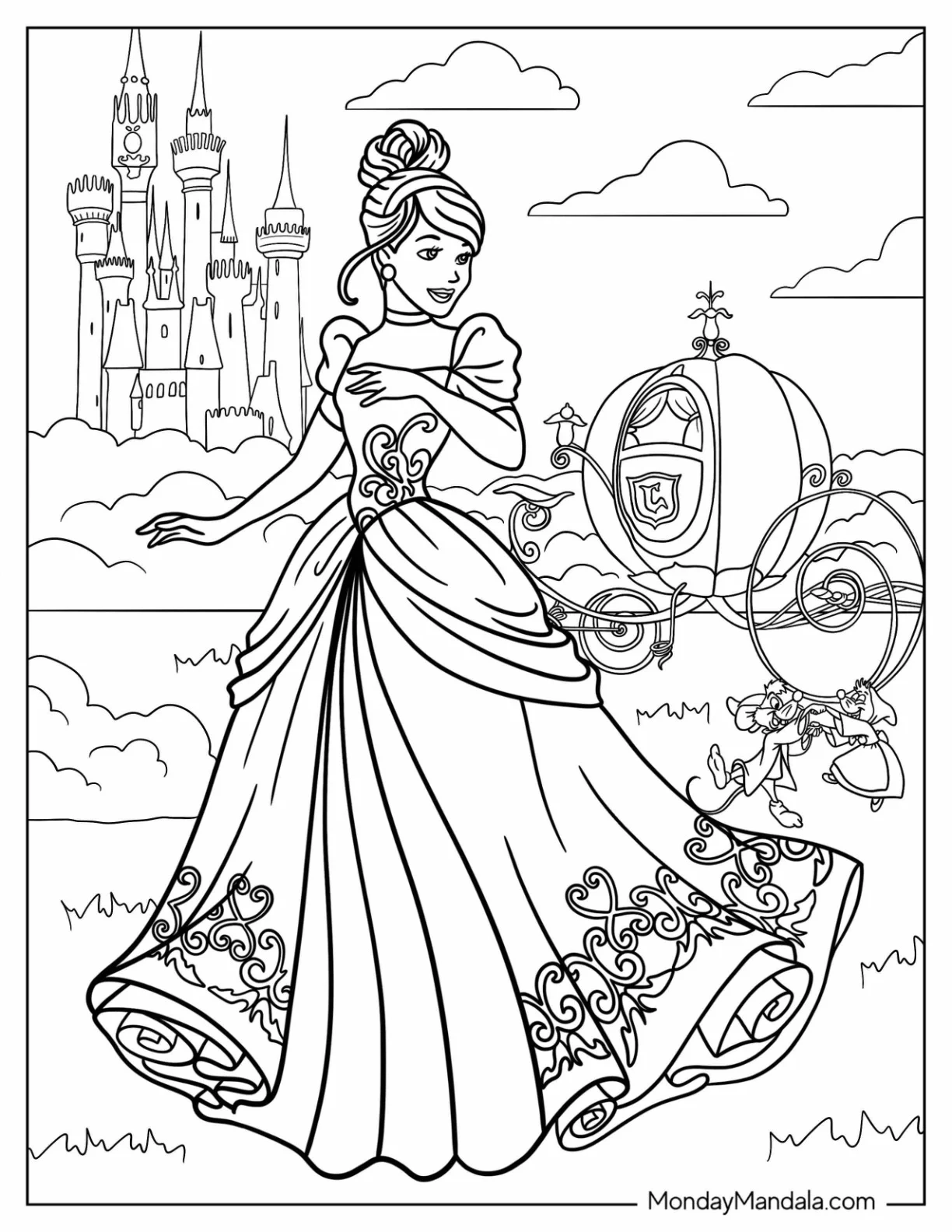 princess coloring page free printable
