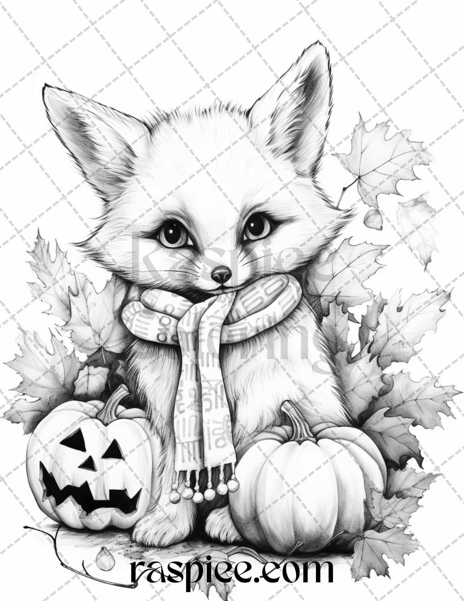 40 Cute Fall Animals Grayscale Coloring Pages Printable For Adults And RASPIEE 40 Cute Fall Animals Grayscale Coloring Pages Printable For Adults And RASPIEE