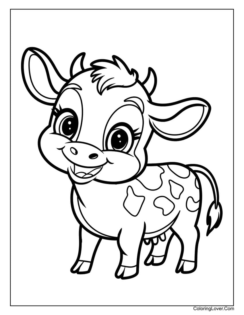 coloring sheet of a cow