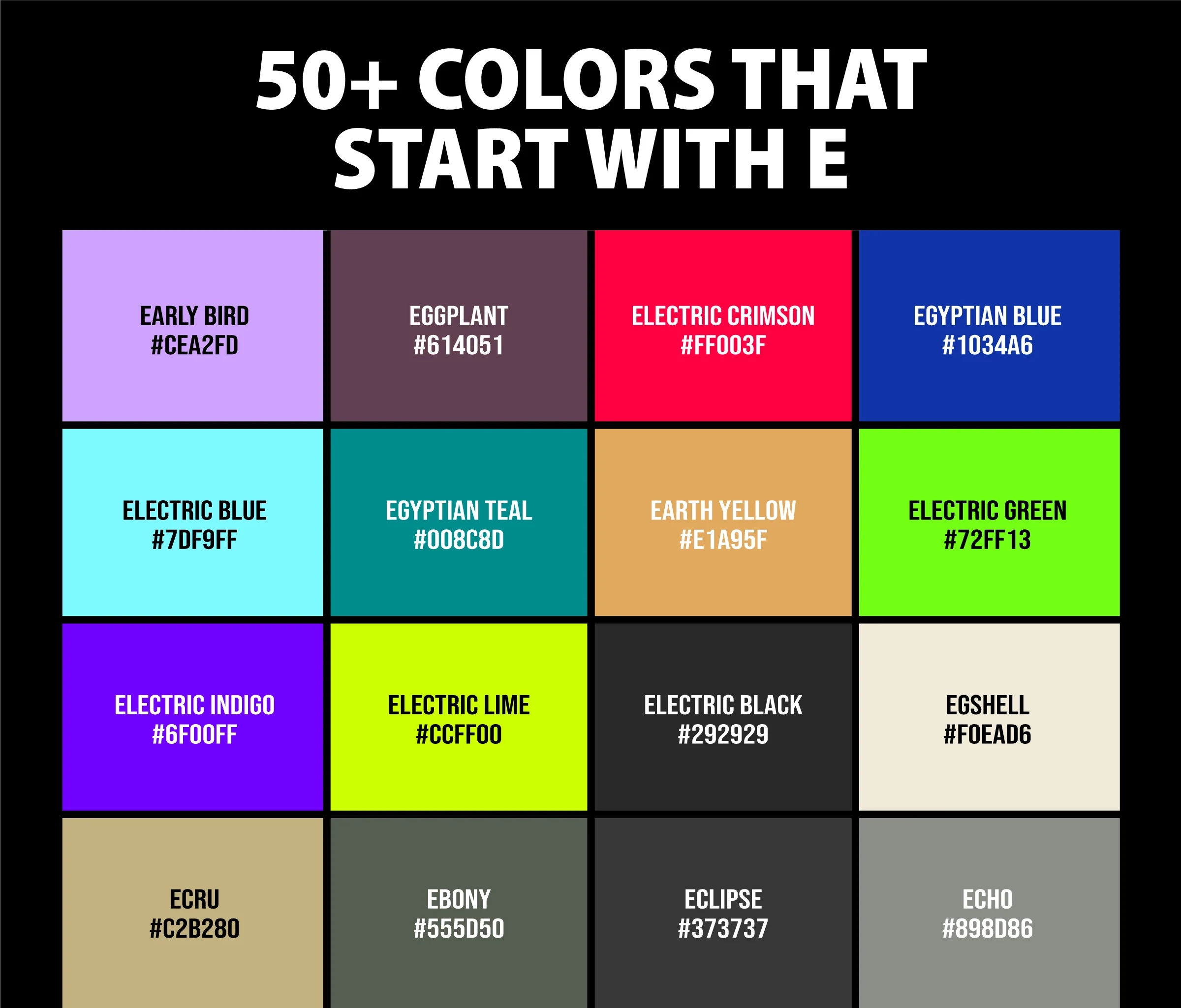50 Colors That Start With E Names And Color Codes CreativeBooster 50 Colors That Start With E Names And Color Codes CreativeBooster