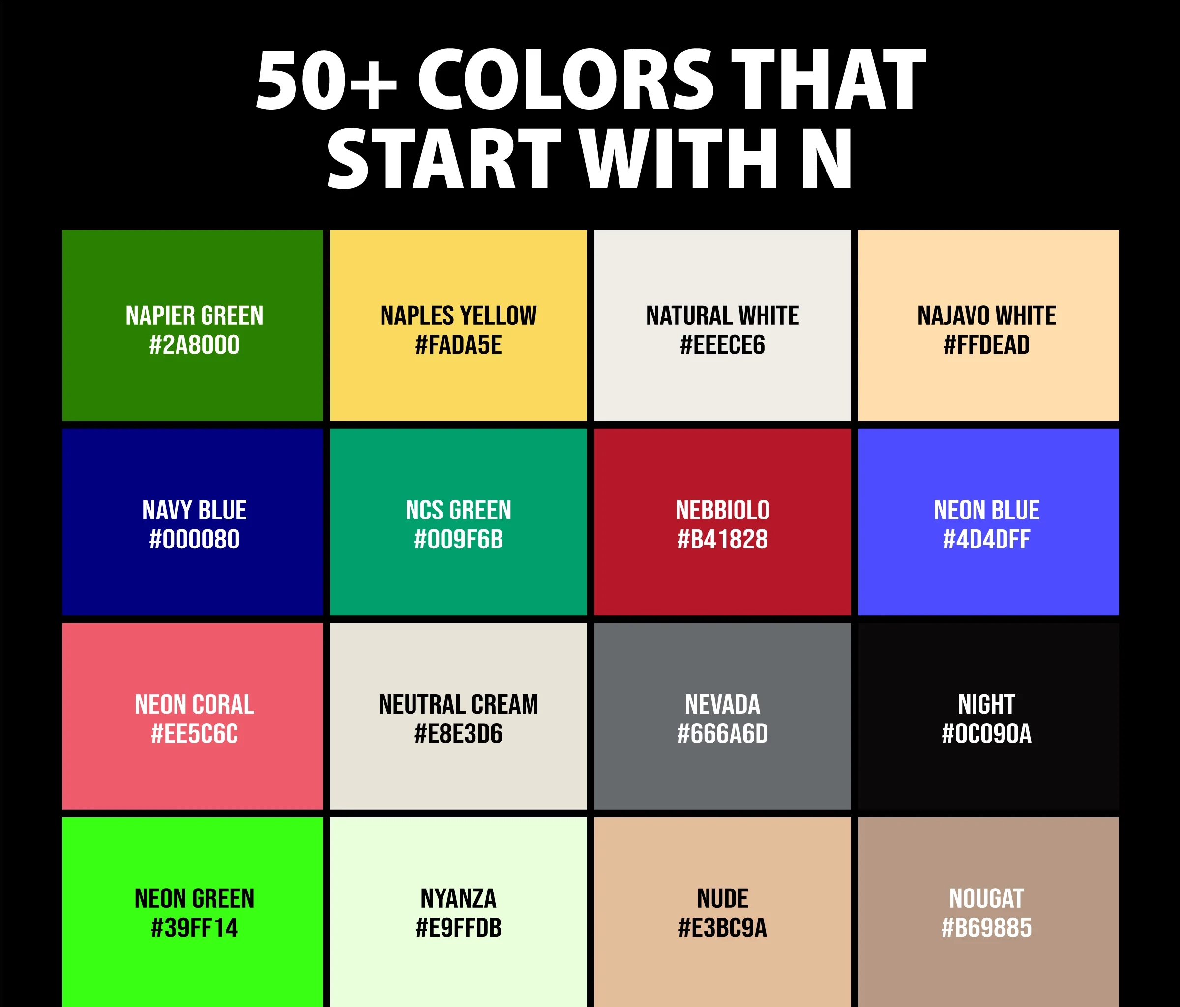 50 Colors That Start With N Names And Color Codes CreativeBooster