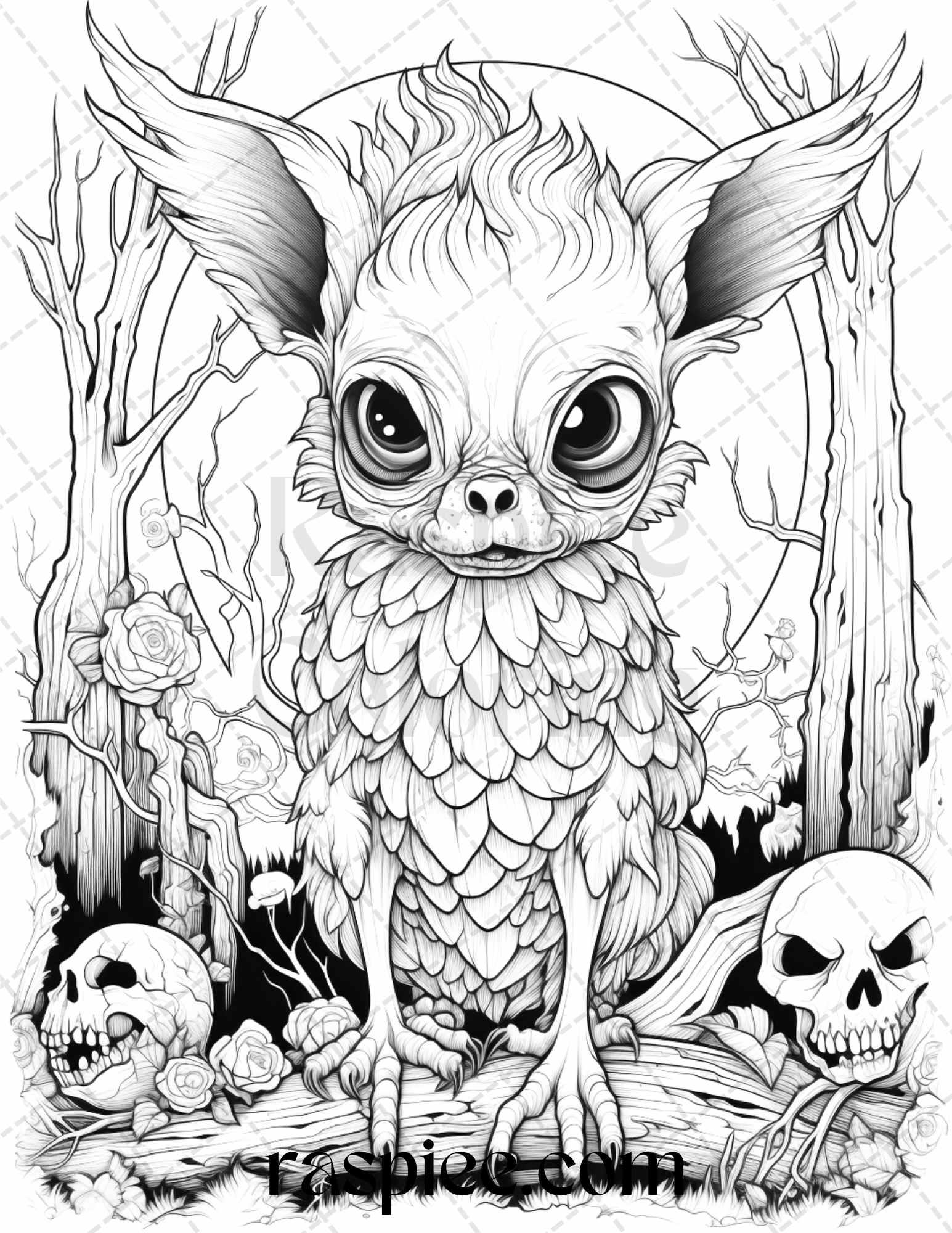 50 Halloween Scary Animals Grayscale Coloring Pages Printable For Adul RASPIEE 50 Halloween Scary Animals Grayscale Coloring Pages Printable For Adul RASPIEE