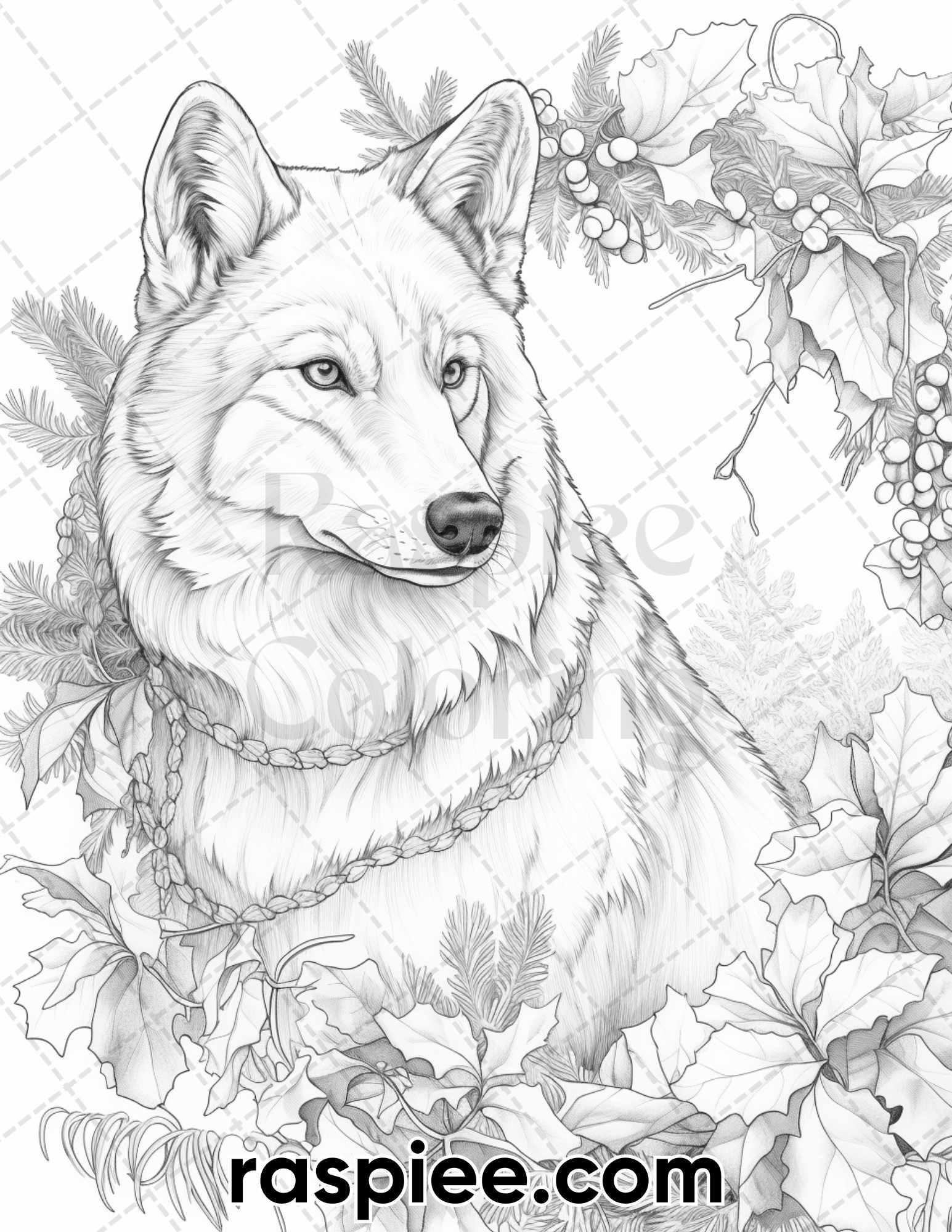 50 Winter Wolf Grayscale Coloring Pages For Adults Printable PDF Inst RASPIEE