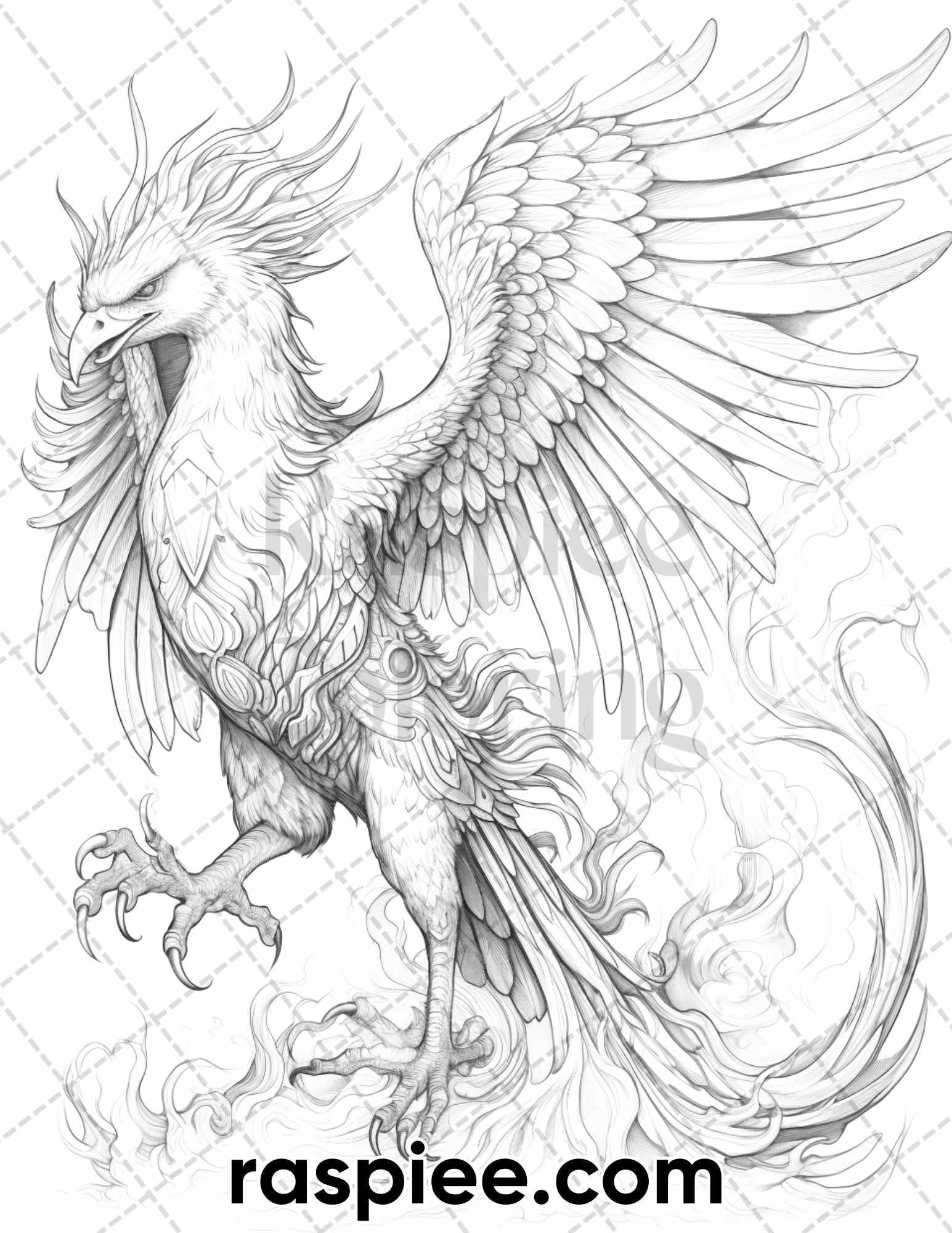 60 Mythical Creatures Grayscale Coloring Pages For Adults Printable P RASPIEE