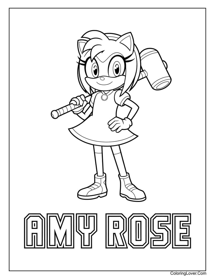 amy from sonic coloring pages amy from sonic coloring pages