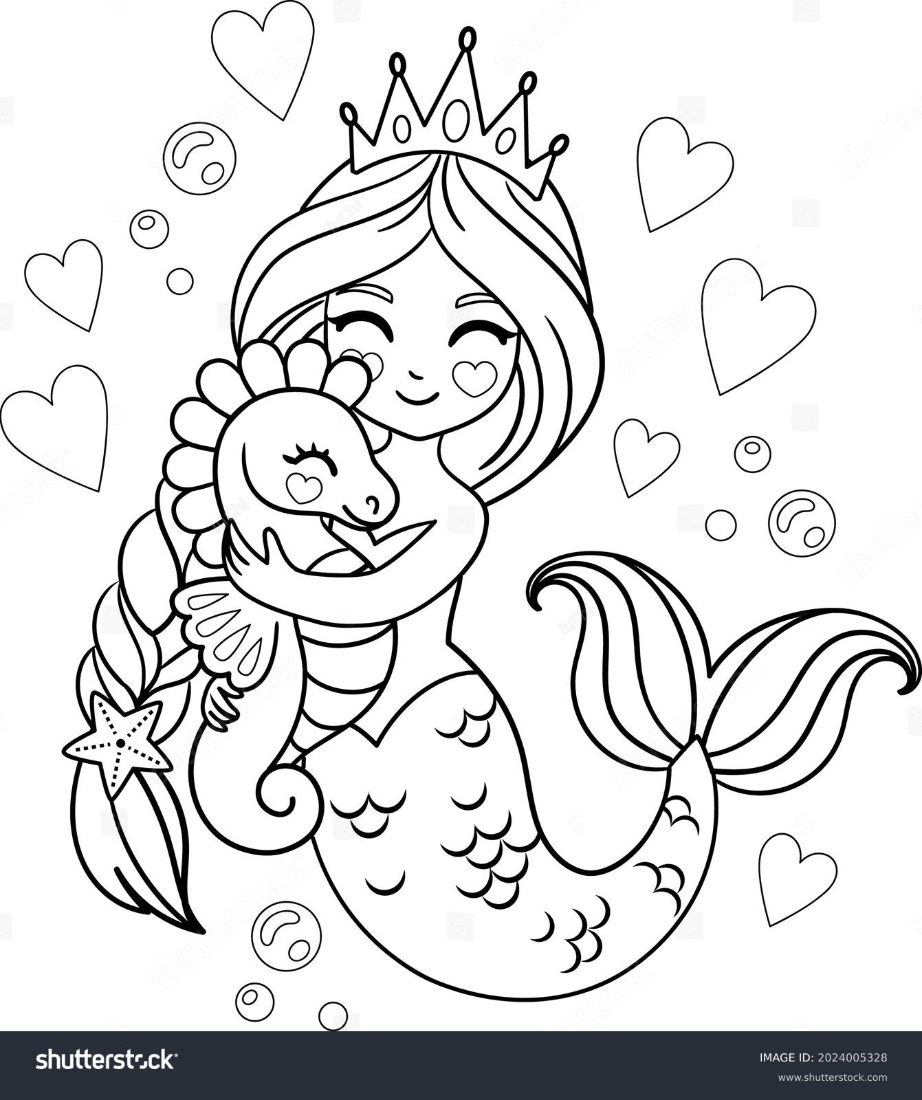 7 722 Coloring Pages Mermaid Royalty Free Images Stock Photos Pictures Shutterstock