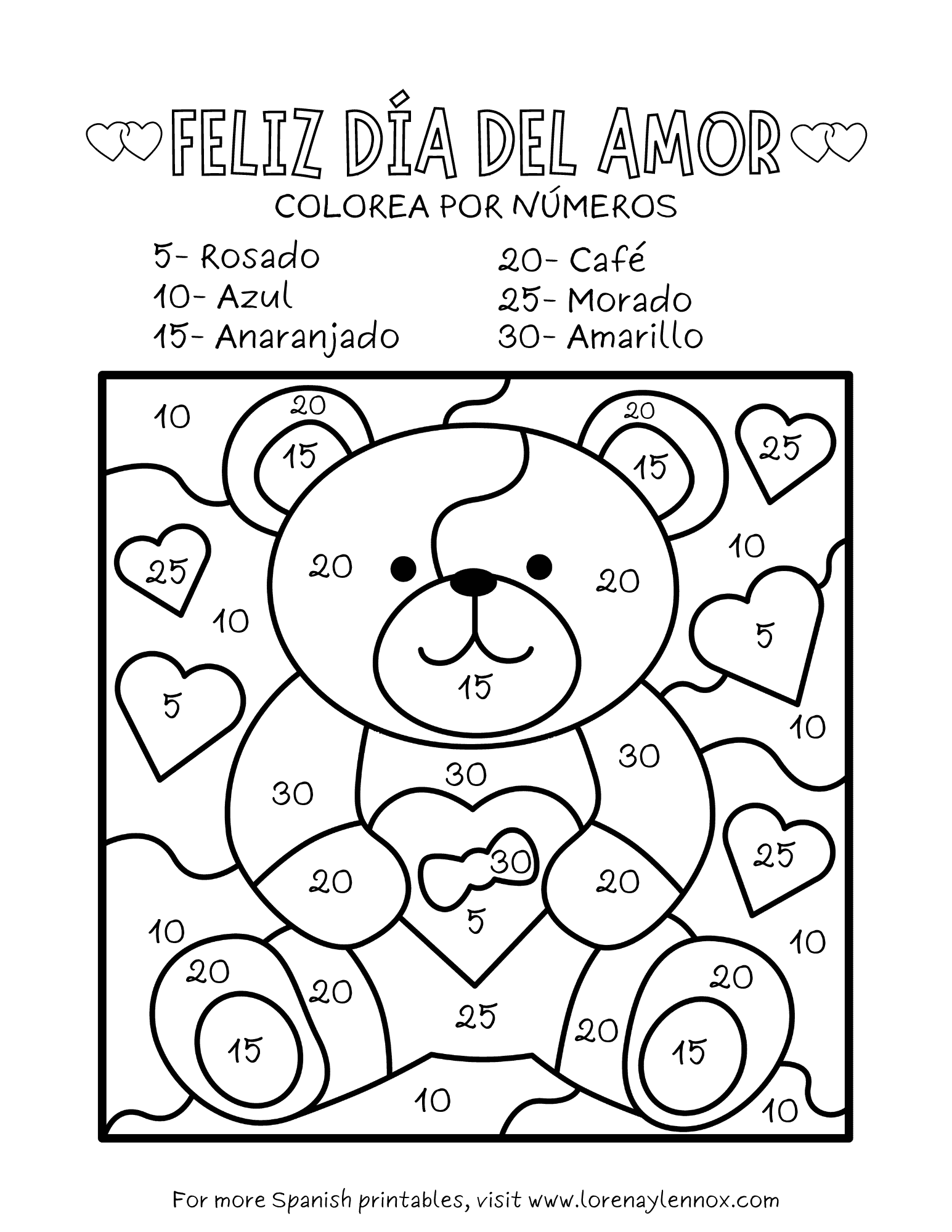 7 Valentine Color By Number Worksheets In Spanish Free Printables Bilingual Beginnings