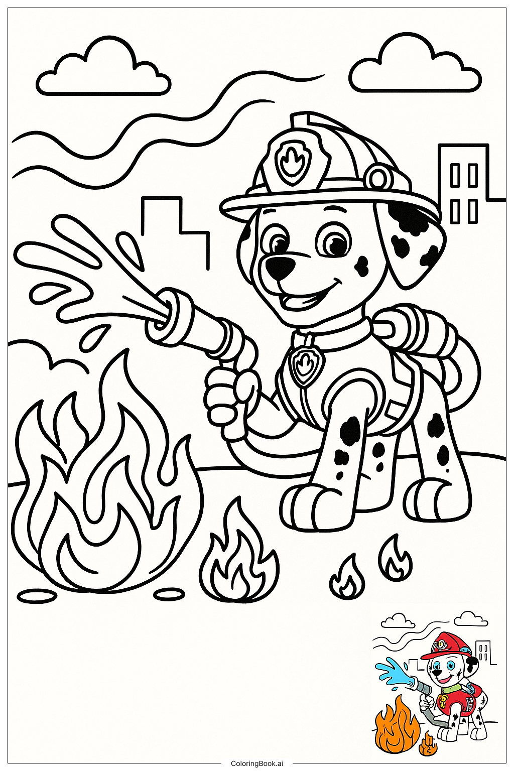 marshall from paw patrol coloring pages