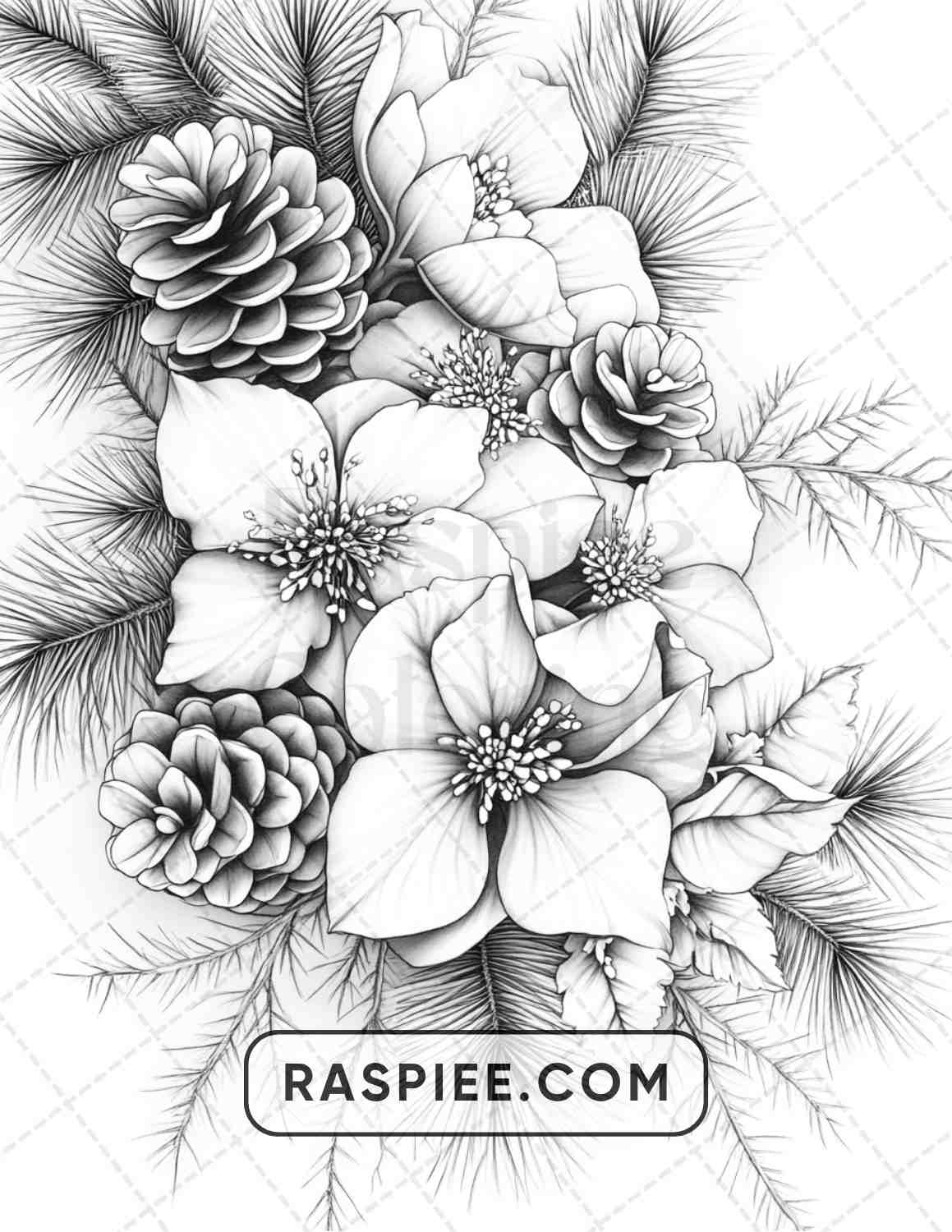 77 Winter Flowers Adult Coloring Pages RASPIEE