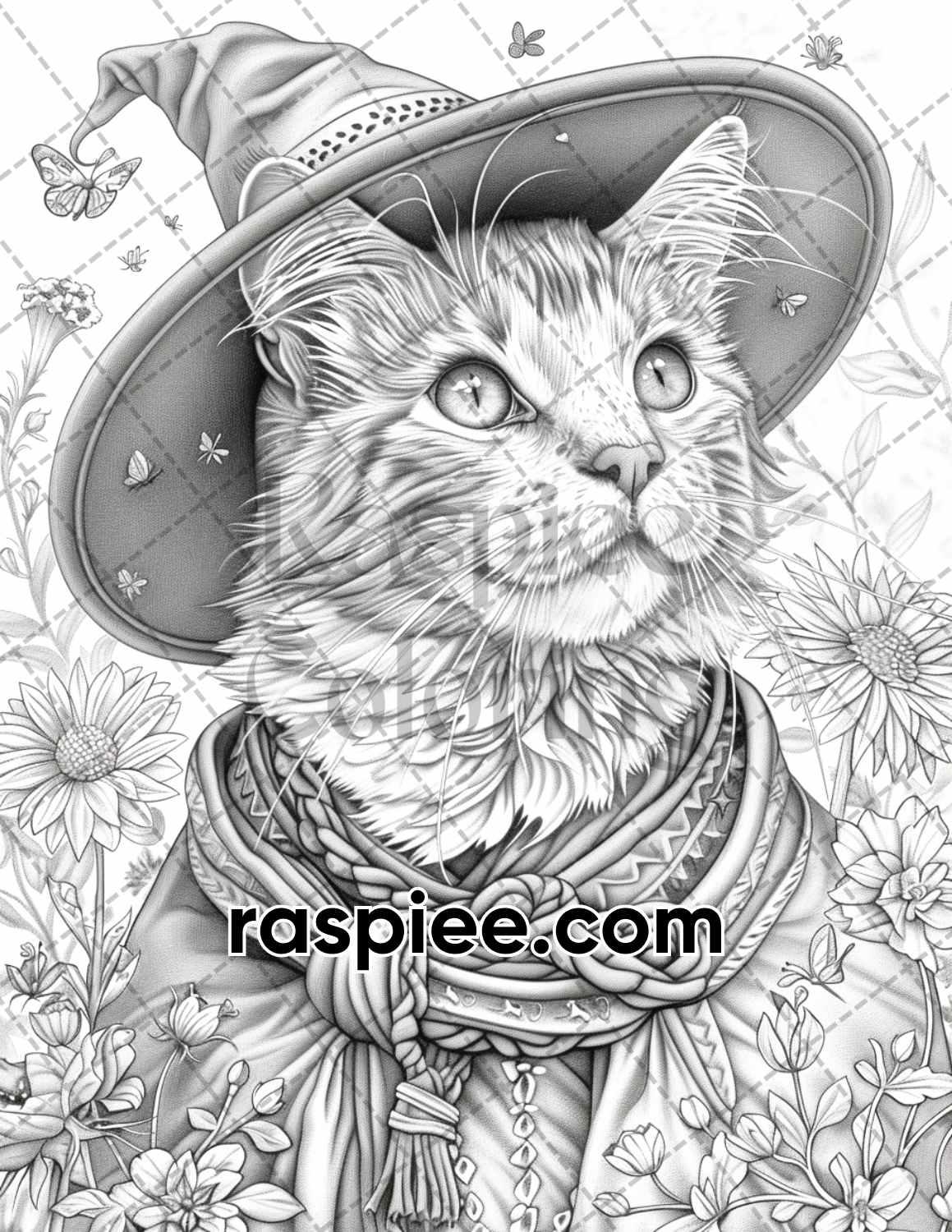 77 Wizard Animals Grayscale Adult Coloring Pages Printable PDF Instant RASPIEE