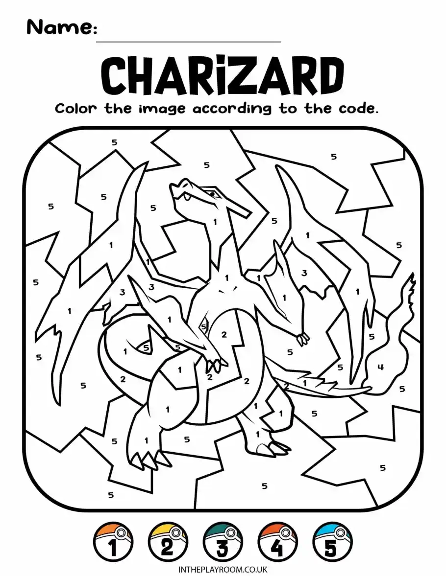 8 Pokemon Color By Number Coloring Pages For Kids In The Playroom