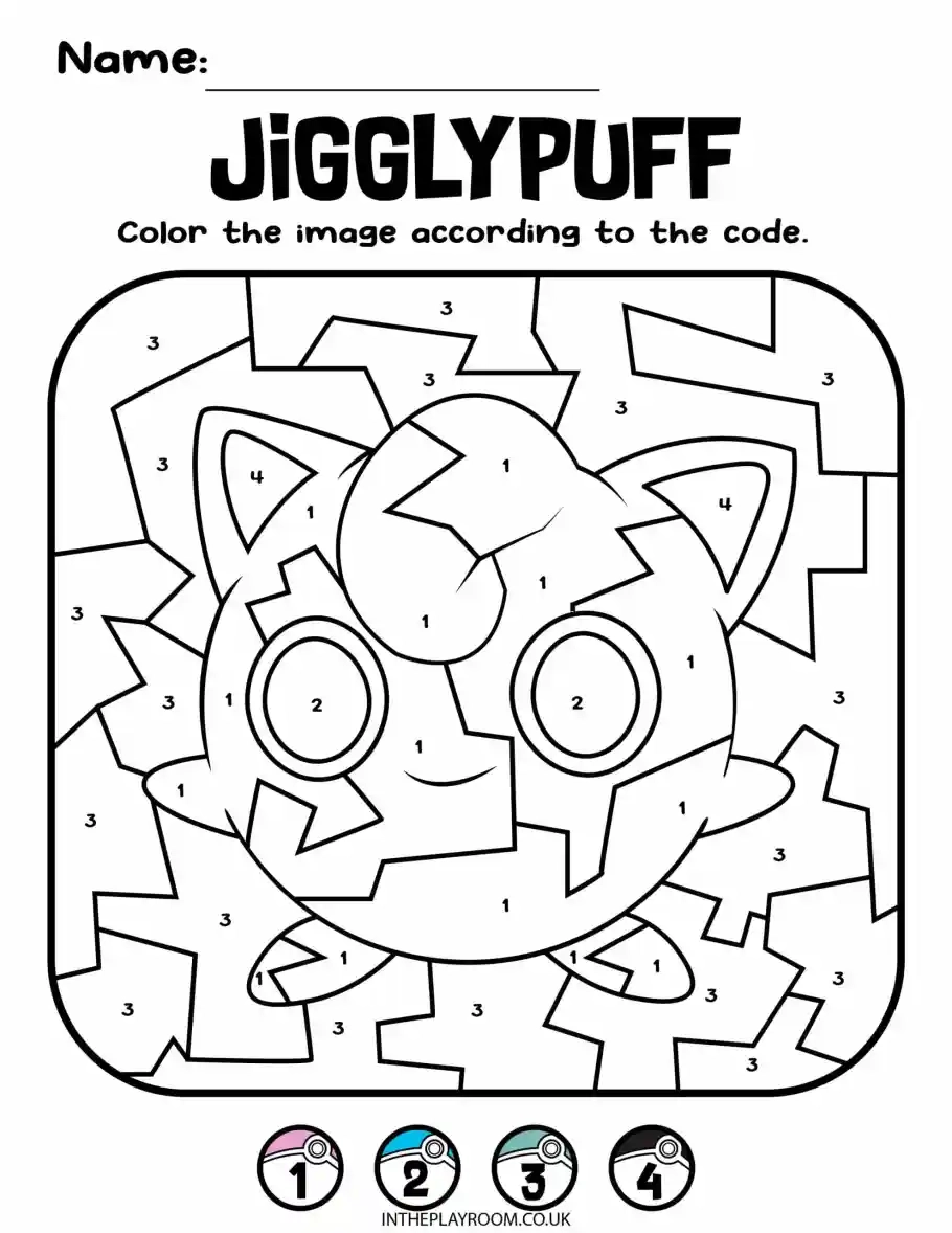 8 Pokemon Color By Number Coloring Pages For Kids In The Playroom