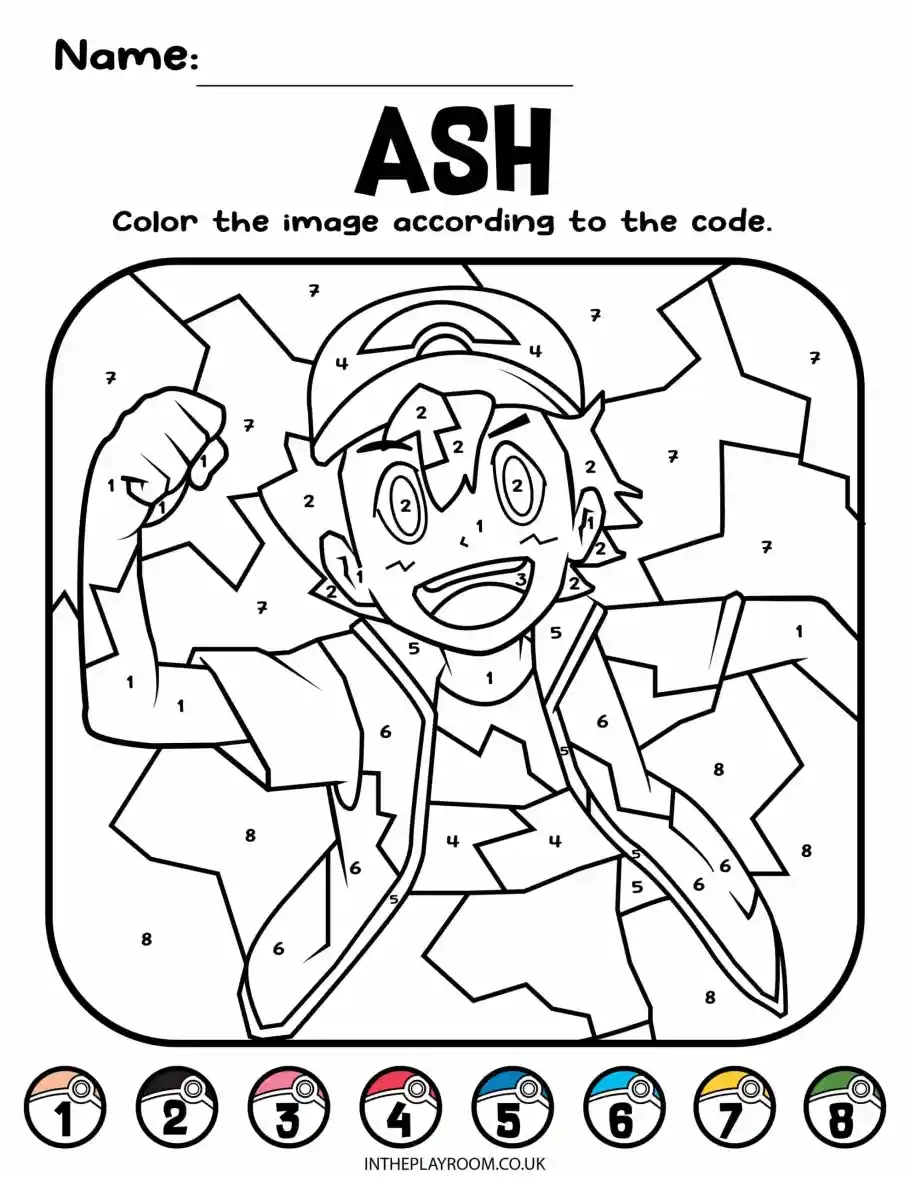 8 Pokemon Color By Number Coloring Pages For Kids In The Playroom