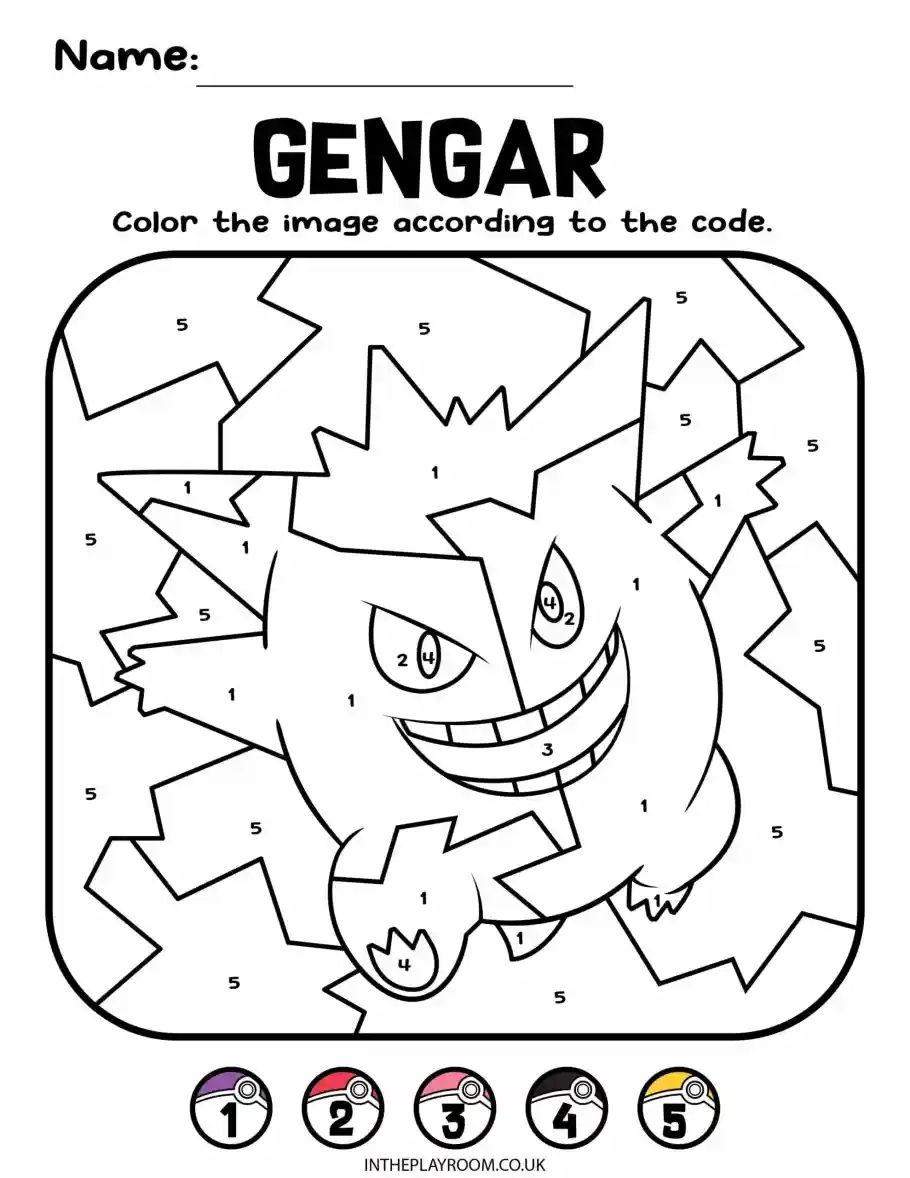 8 Pokemon Color By Number Coloring Pages For Kids In The Playroom