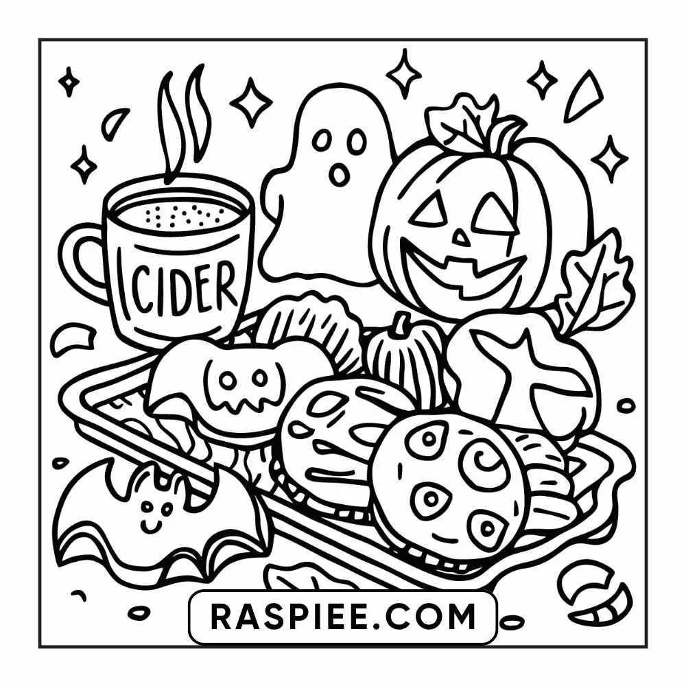 84 Cozy Halloween Bold Easy Coloring Pages Printable PDF Instant Download RASPIEE